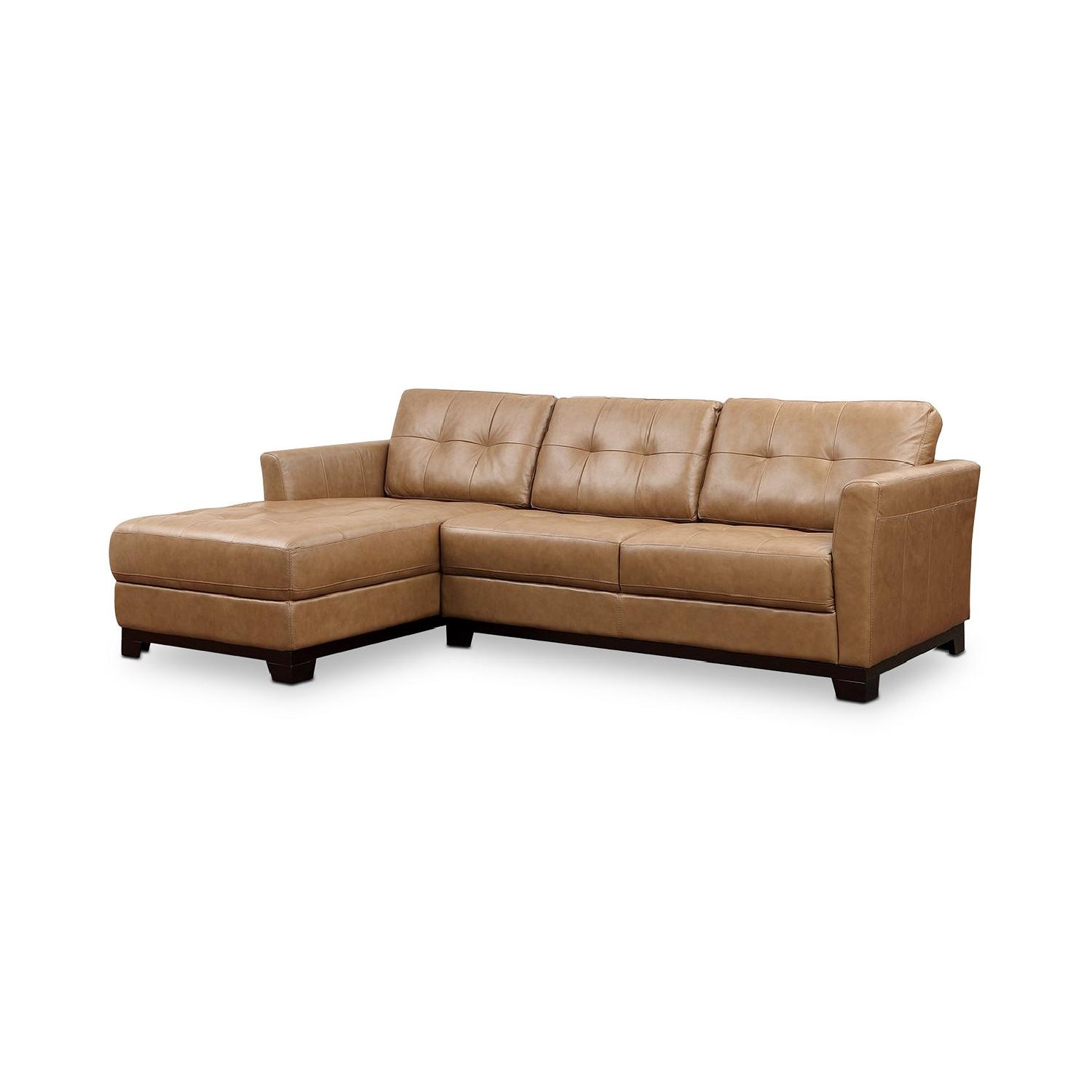 Macy's Martino Leather Chaise Sectional Sofa AptDeco