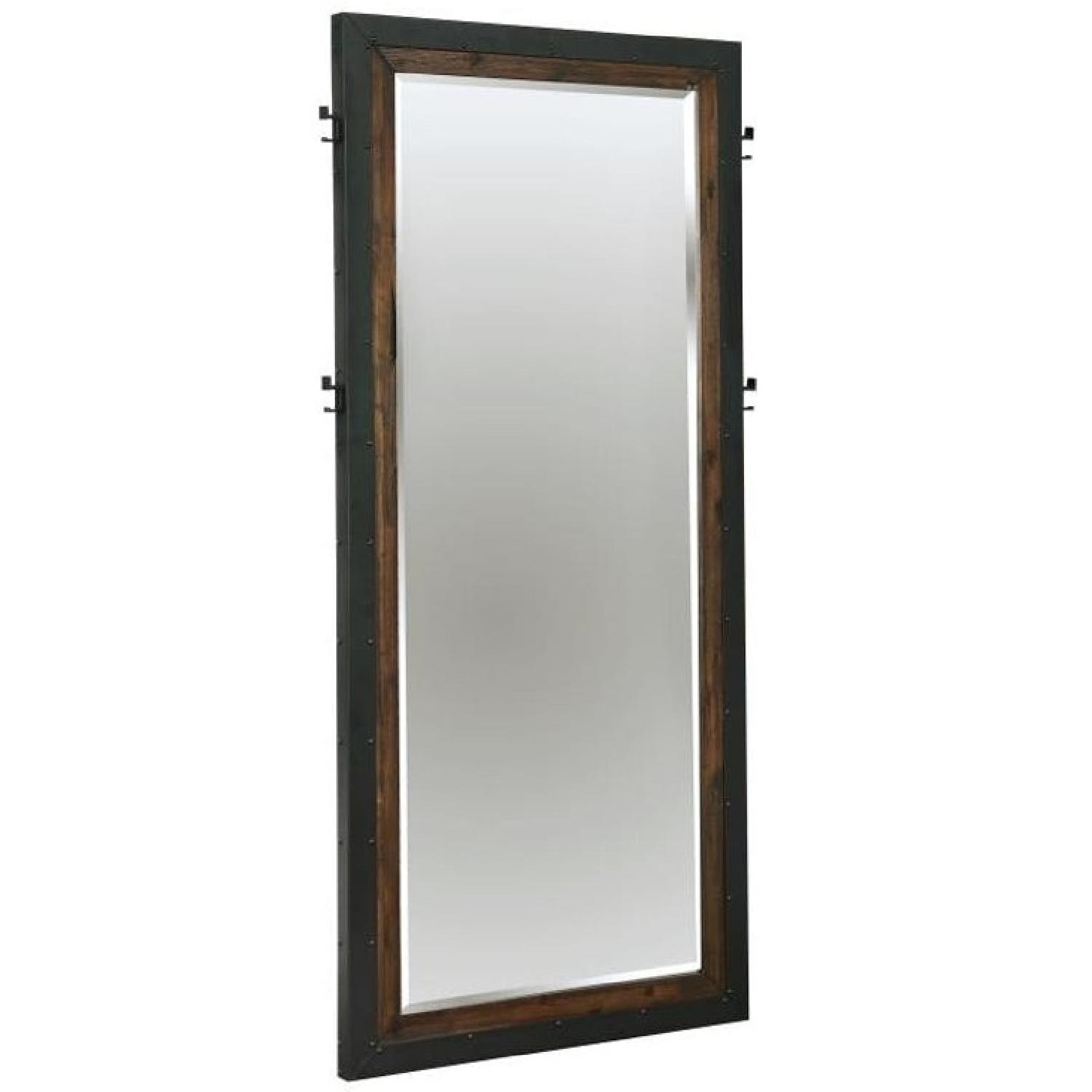 Industrial Modern Floor Mirror w/ Metal Frame & Hangers AptDeco