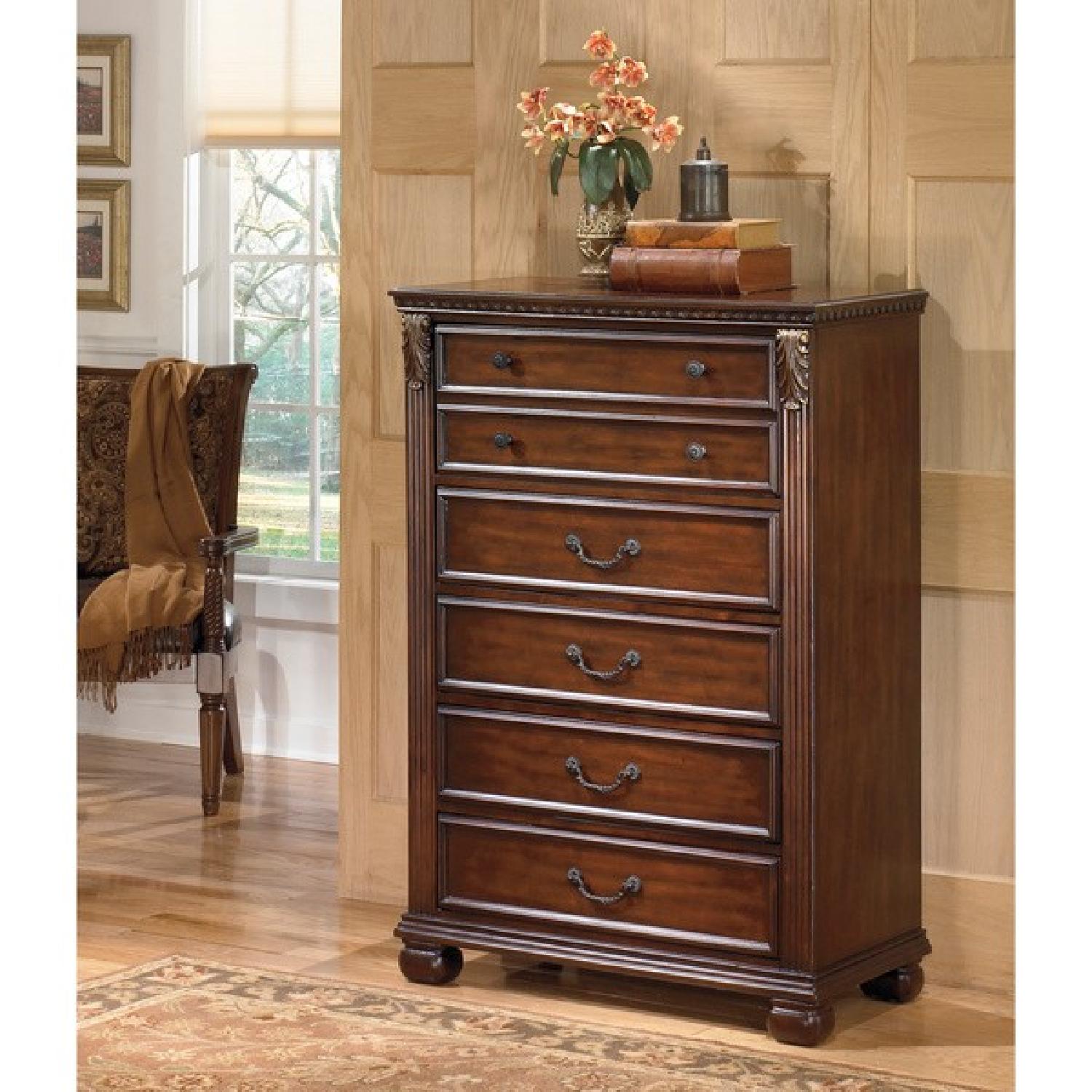 Ashley Leahlyn Warm Brown Five Drawer Chest - image-1
