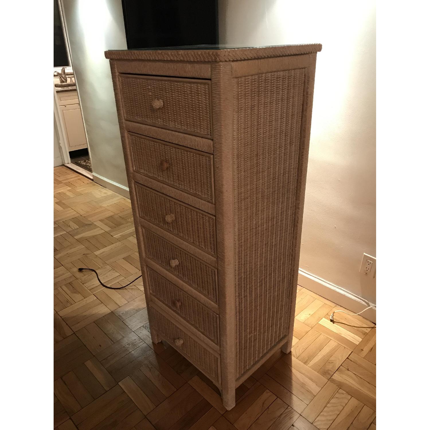 Wicker 6 Drawer Dresser w/ Glass Top - image-2