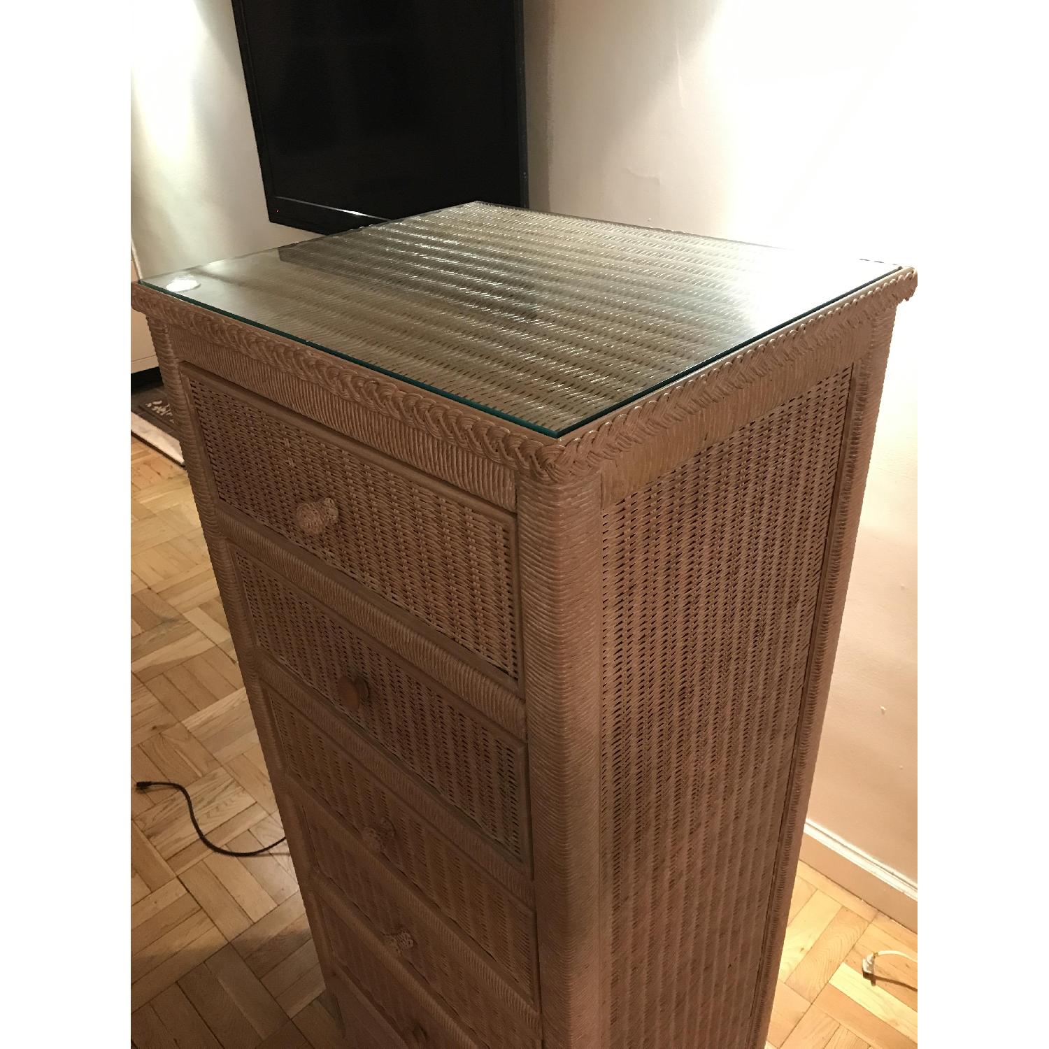 Wicker 6 Drawer Dresser w/ Glass Top - image-3