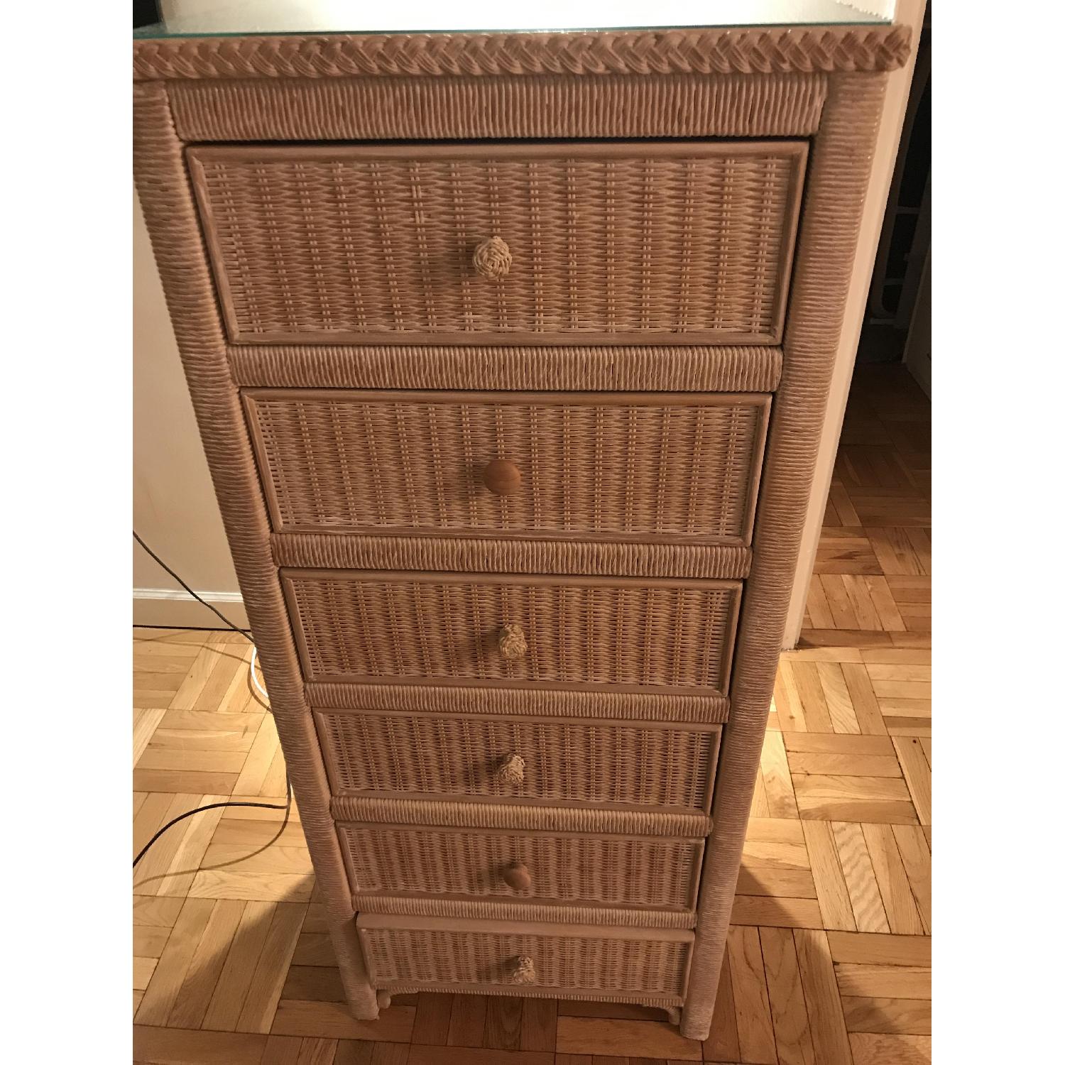 Wicker 6 Drawer Dresser w/ Glass Top - image-4