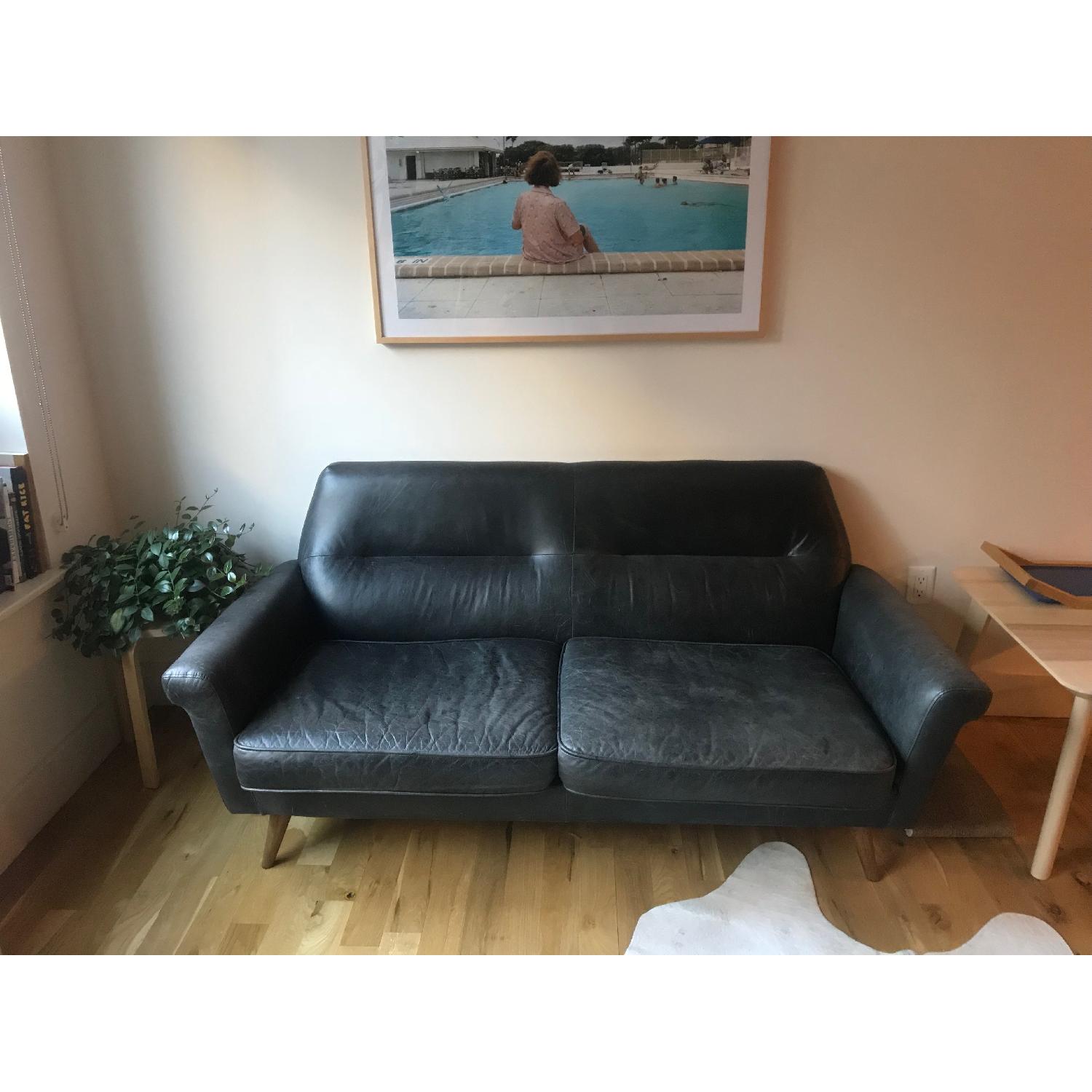 West Elm Denmark Leather Loveseat - image-1