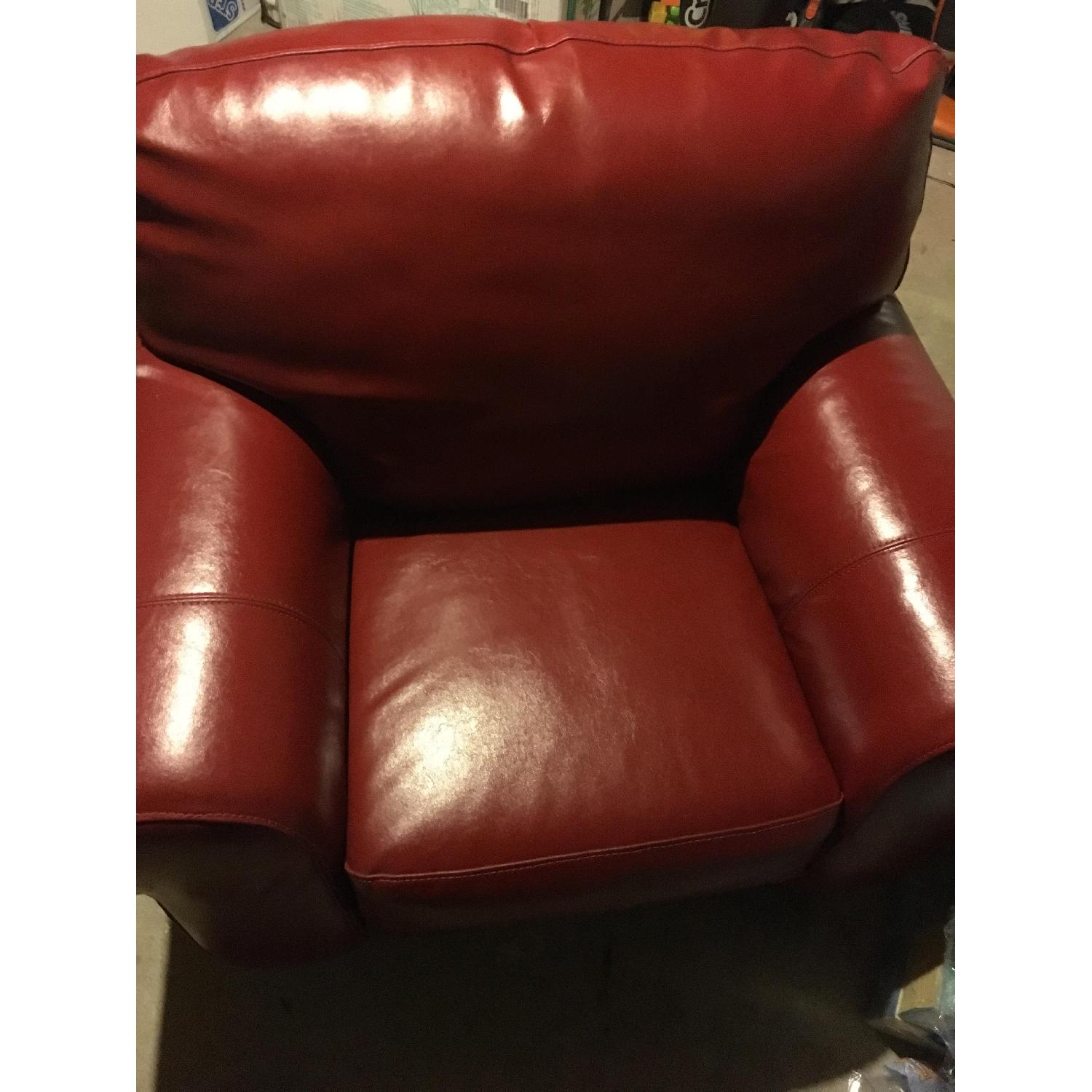 Macys Red Leather Chair - image-1