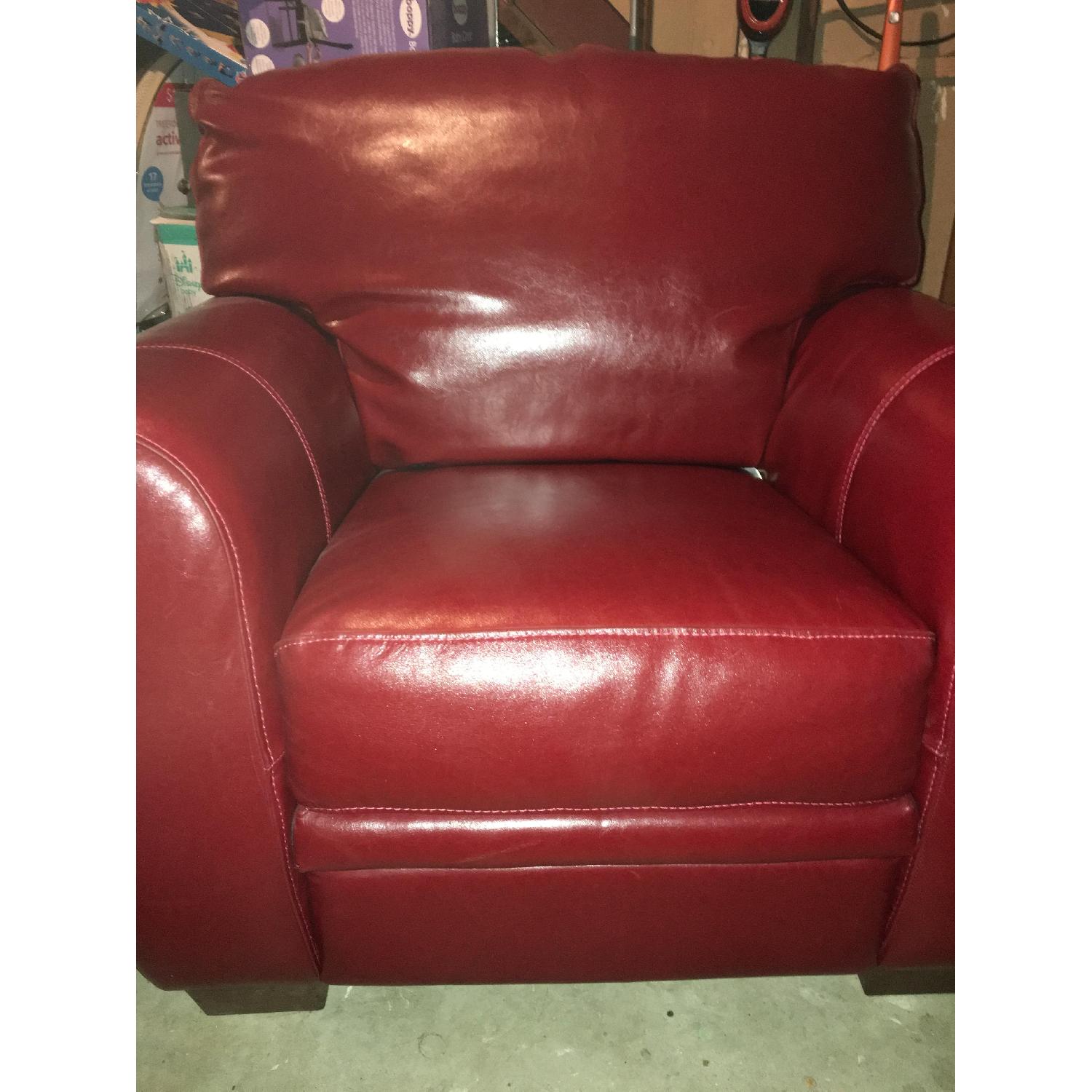 Macys Red Leather Chair - image-2