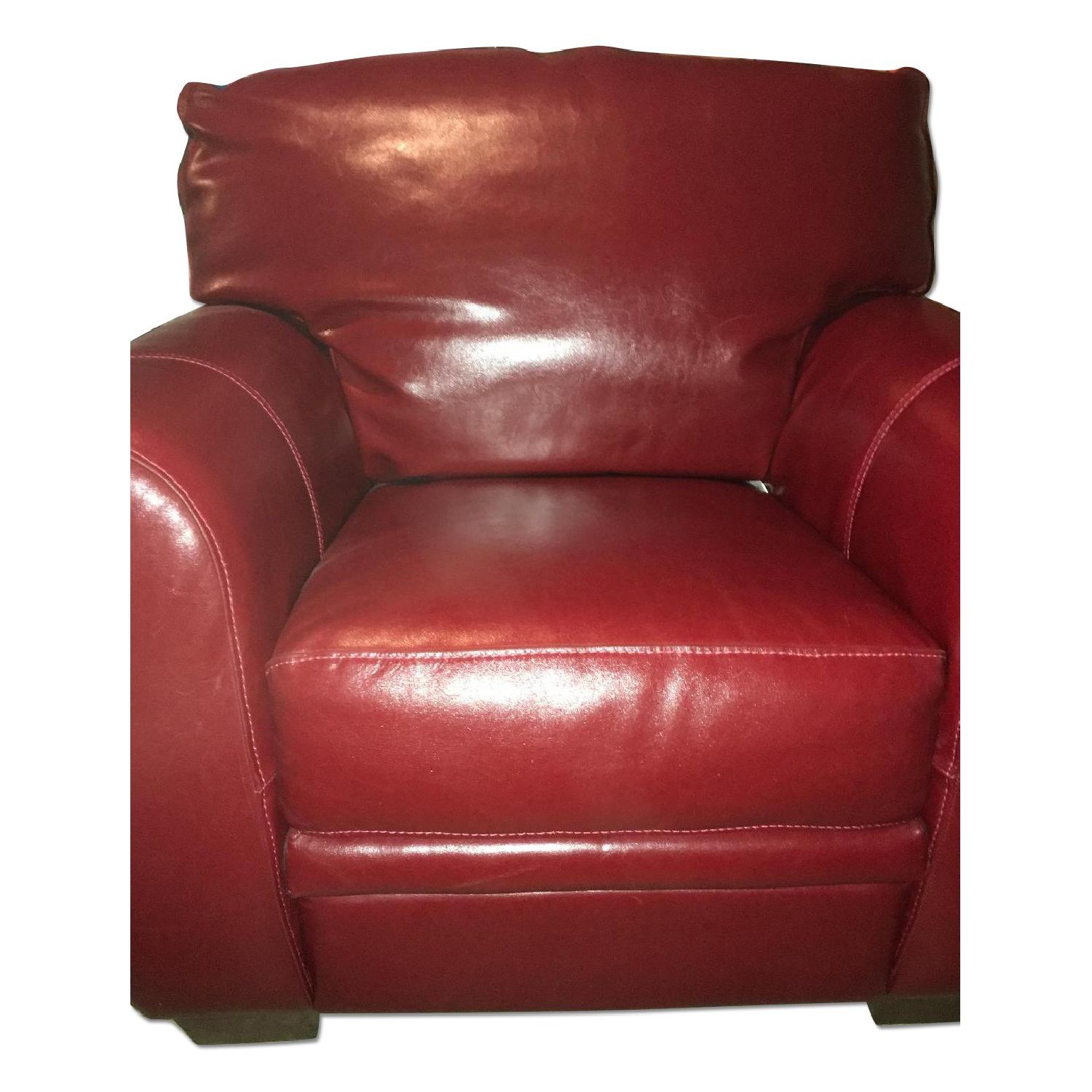 Macys Red Leather Chair - image-0