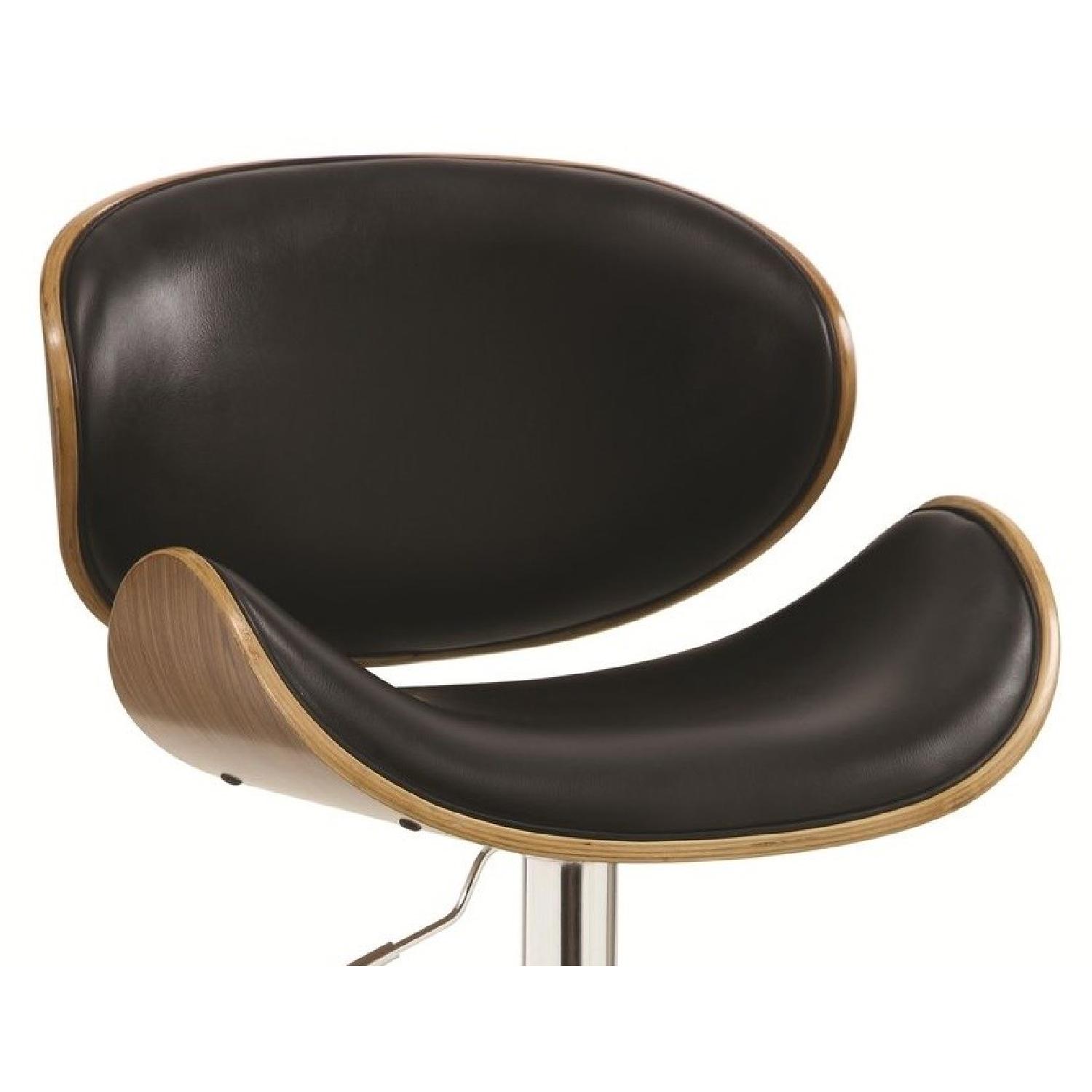 Adjustable Bar Stool Black w/ Wood Back - image-2