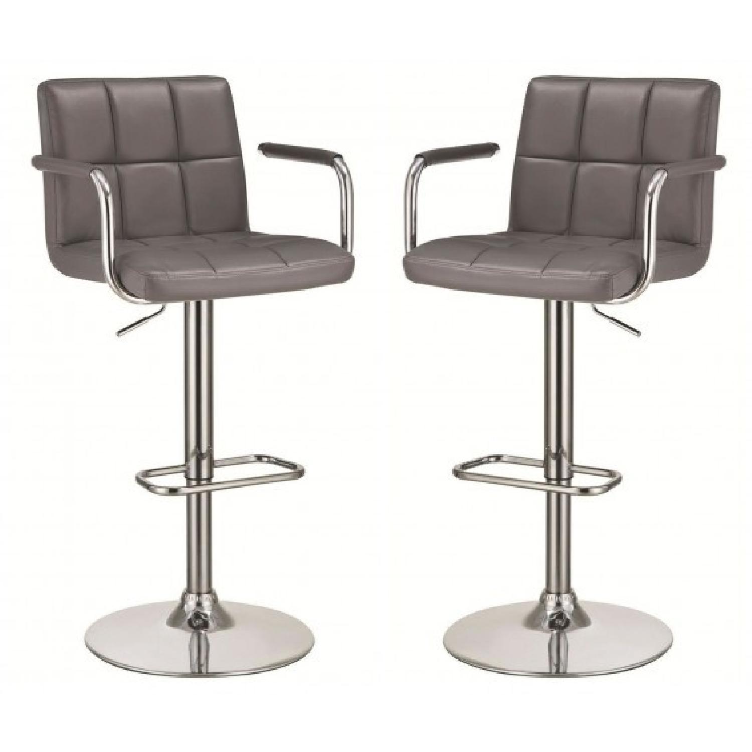 Adjustable Brown Vinyl Chrome Base Bar Stool - image-2