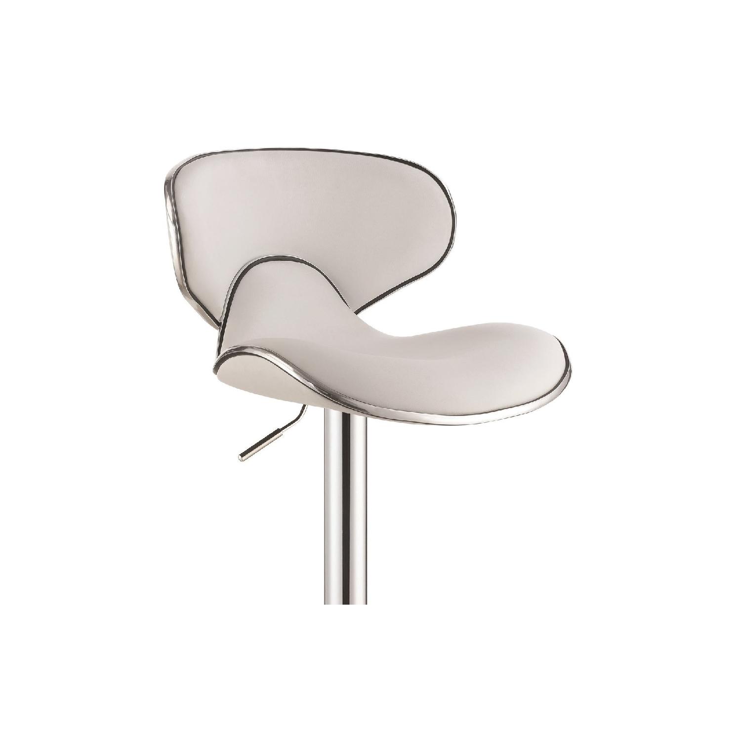 Adjustable White Seat Chrome Base Bar Stool - image-1