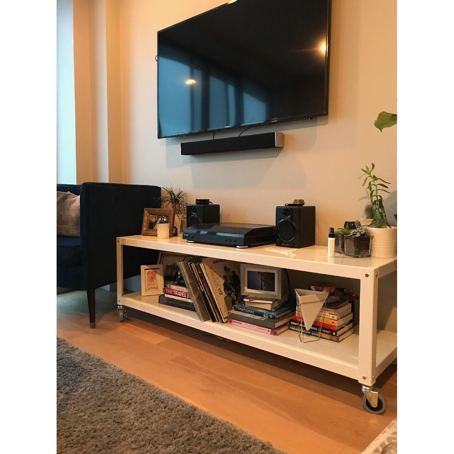 CB2 Go-Cart White Rolling TV Stand - image-3