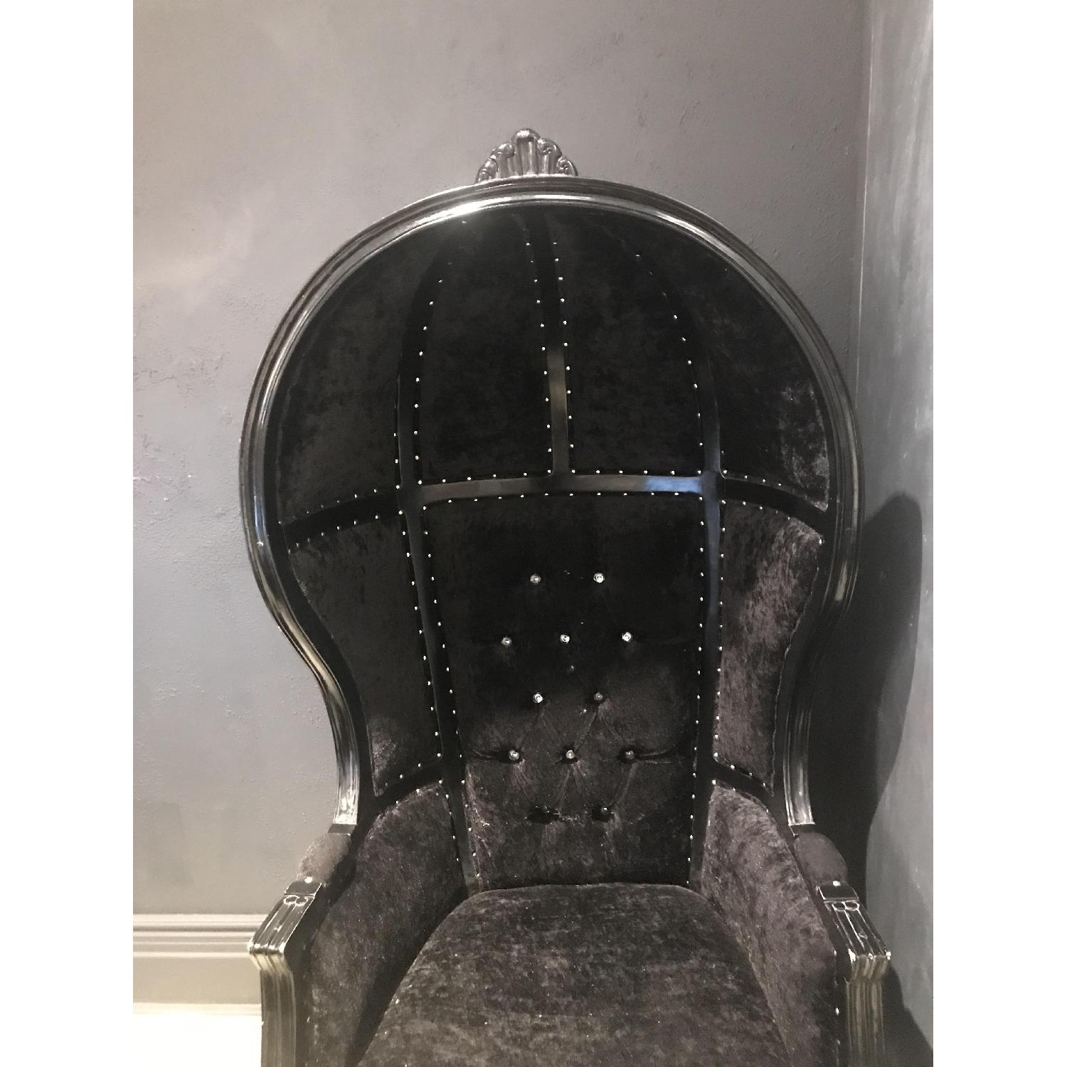 Velvet & Wood Canopy Throne Chair - image-3