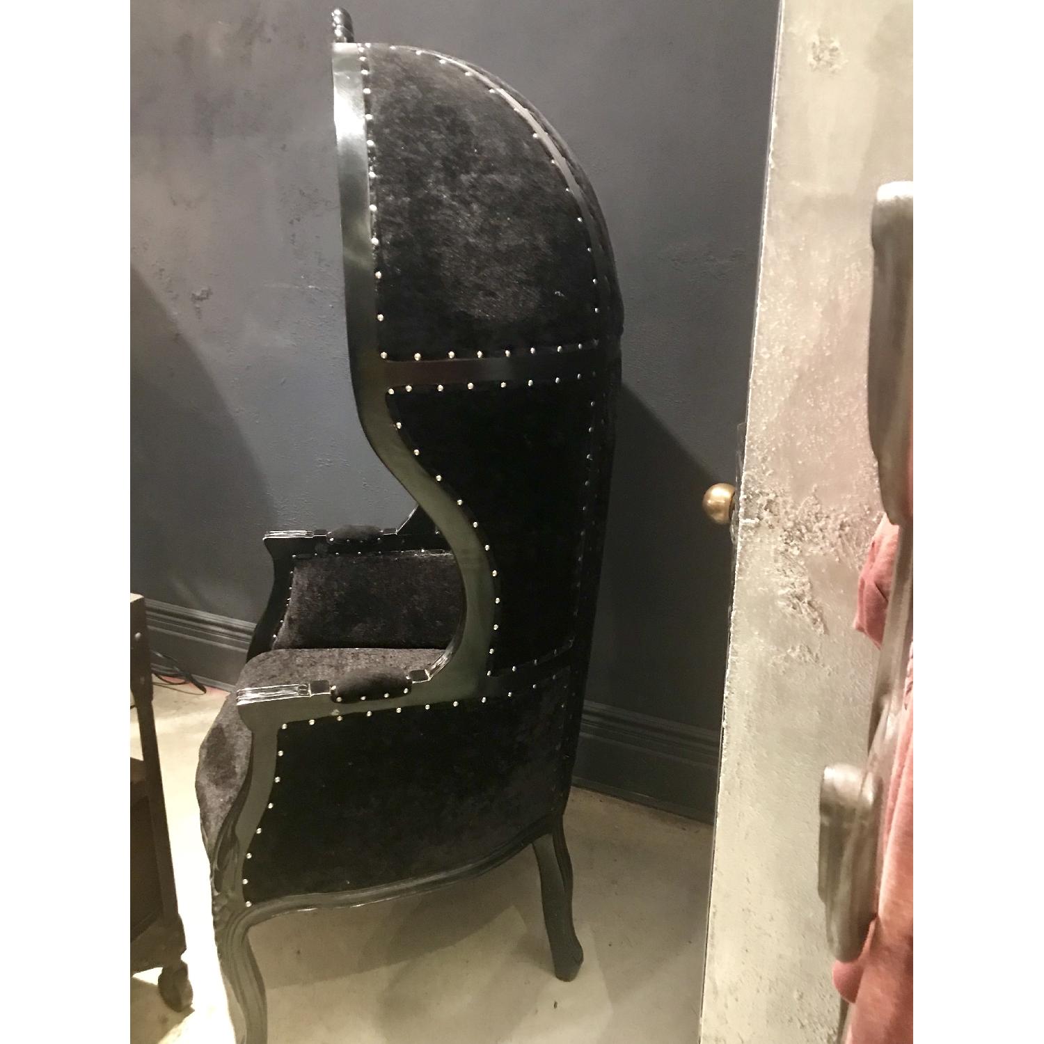 Velvet & Wood Canopy Throne Chair - image-4