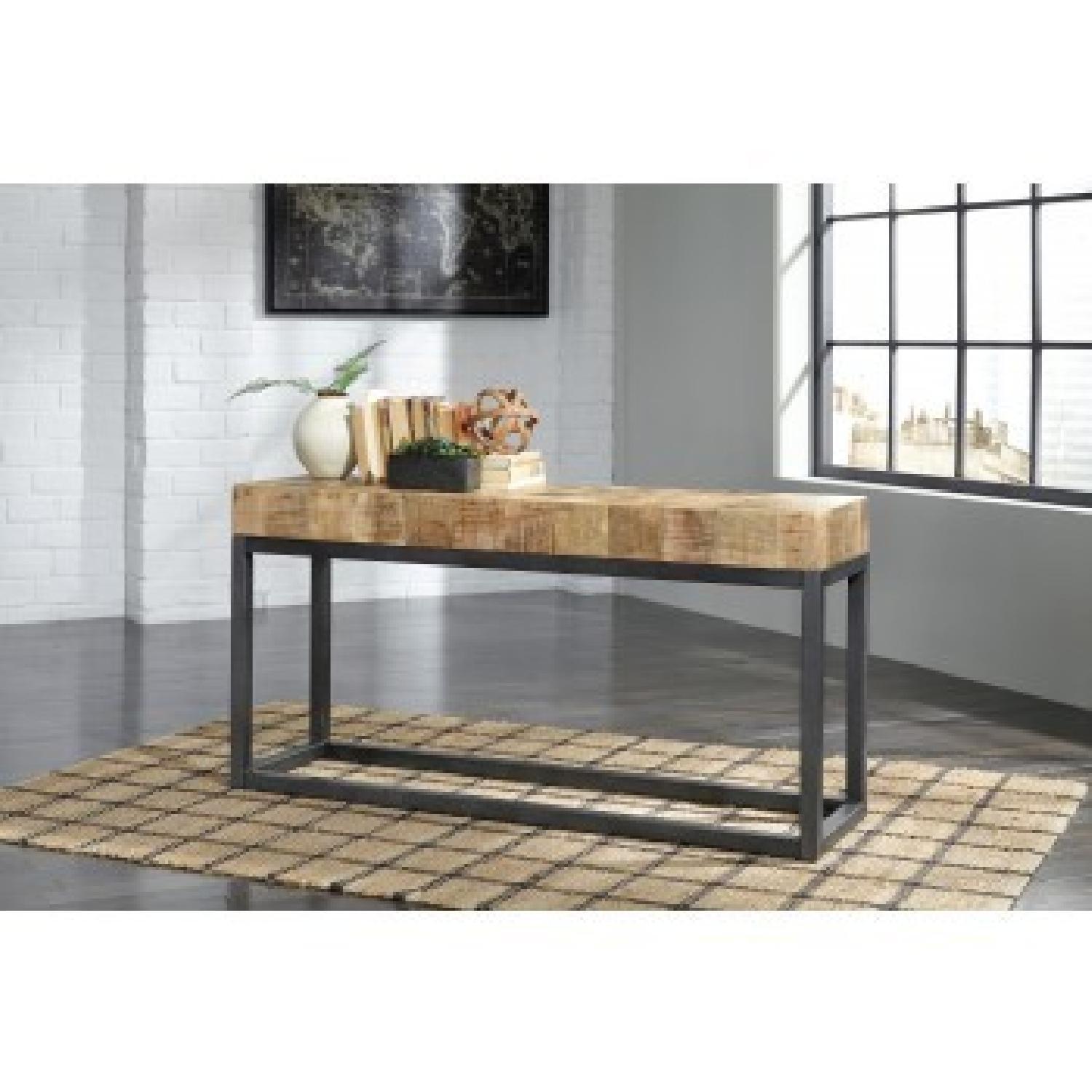 Industrial Wood and Metal Sofa Table - image-1