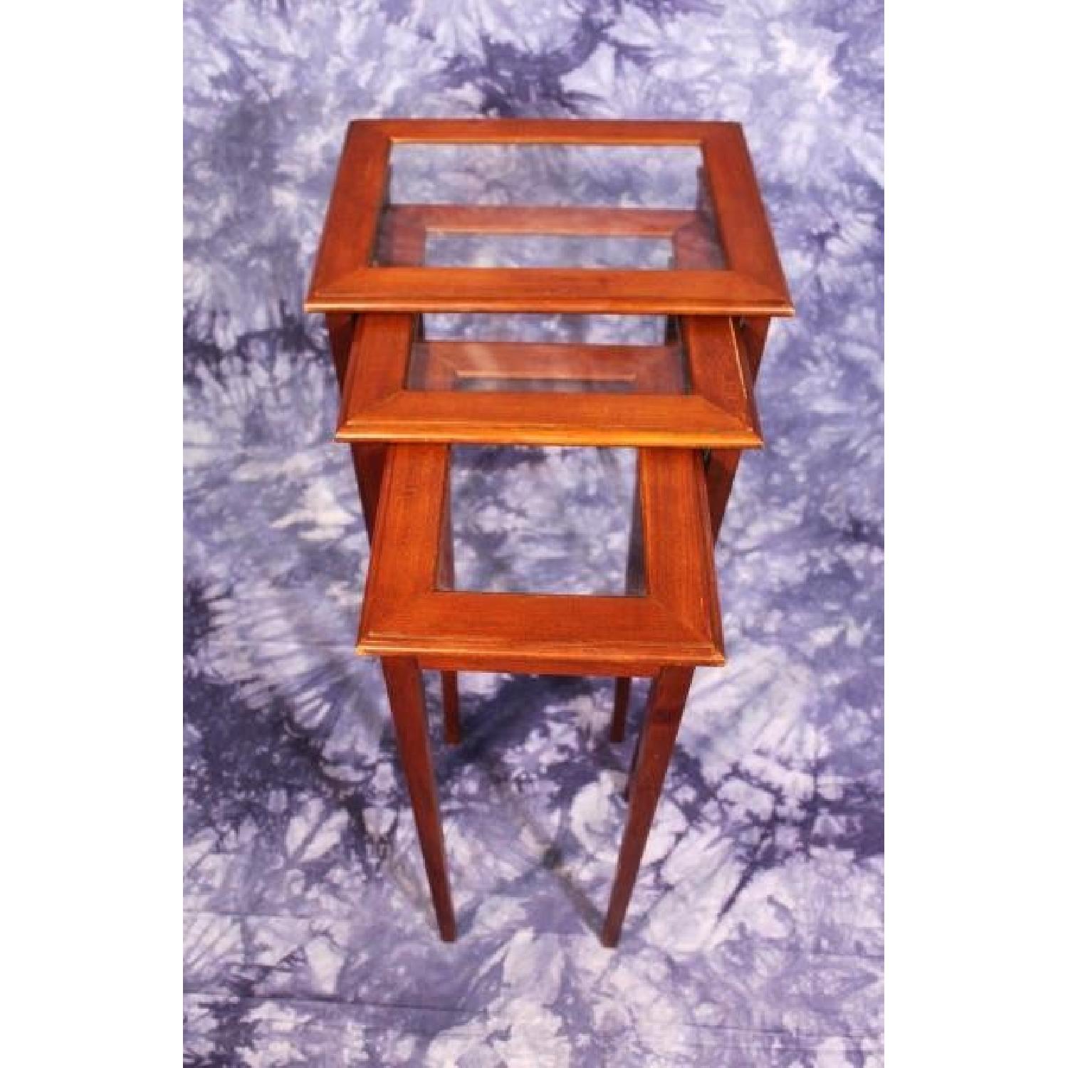 Mid Century Modern Glass Top Nesting Tables AptDeco