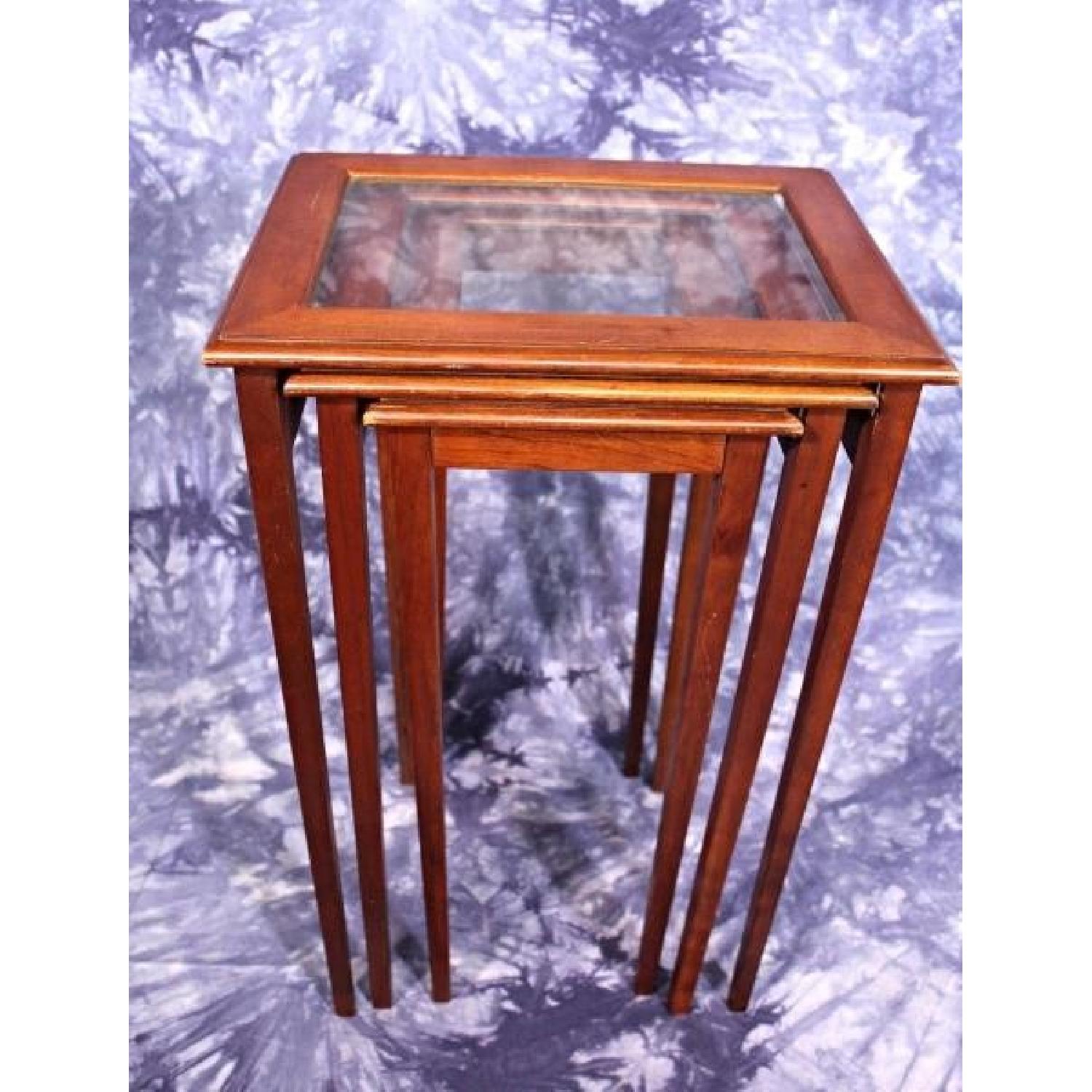 Mid Century Modern Glass Top Nesting Tables AptDeco