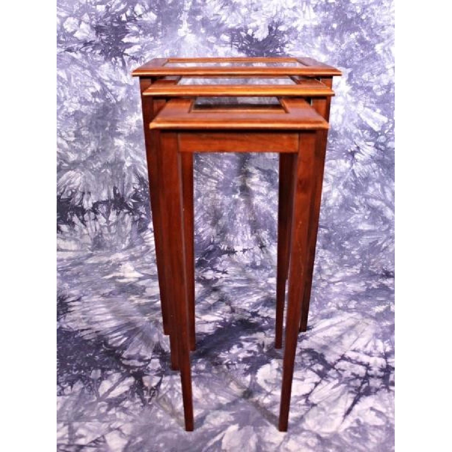 Mid Century Modern Glass Top Nesting Tables - image-5