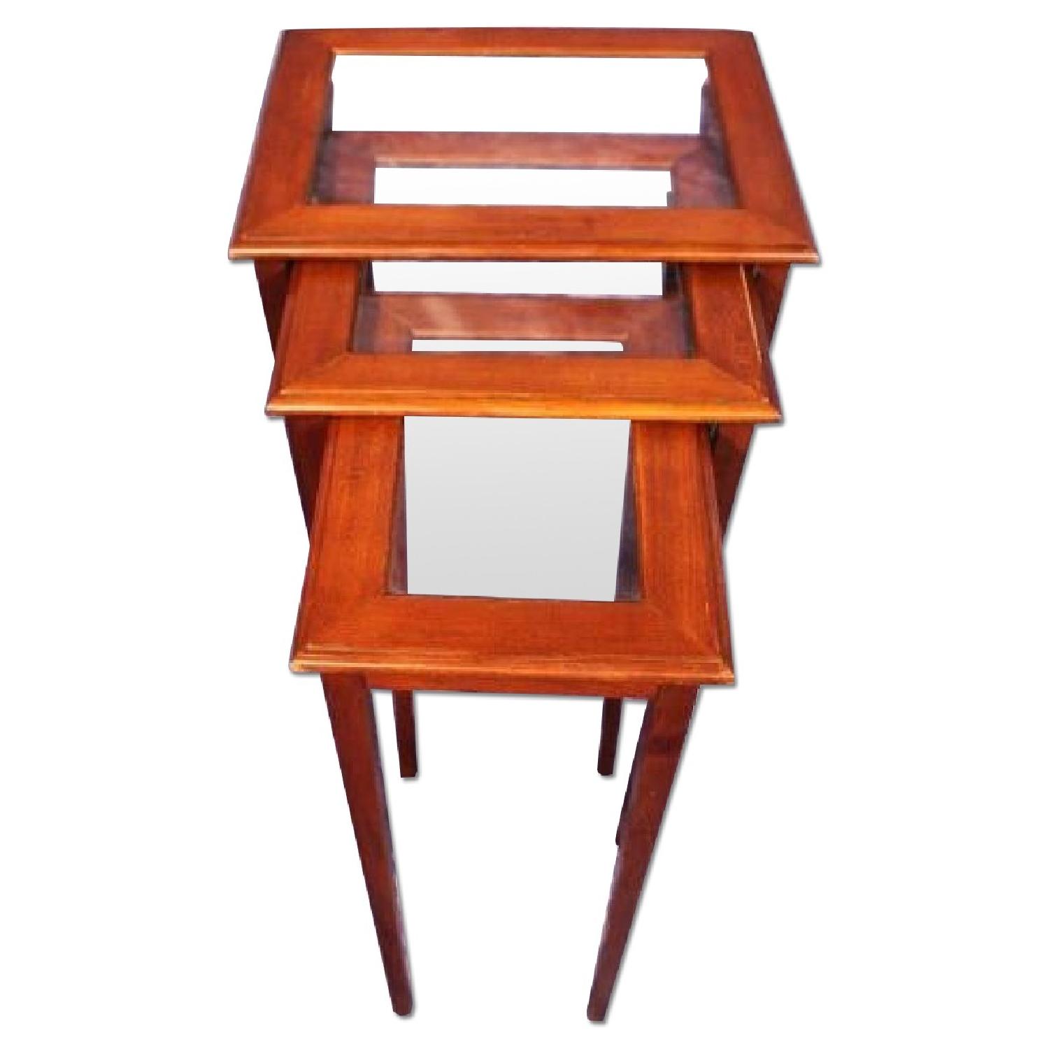 Mid Century Modern Glass Top Nesting Tables - image-7