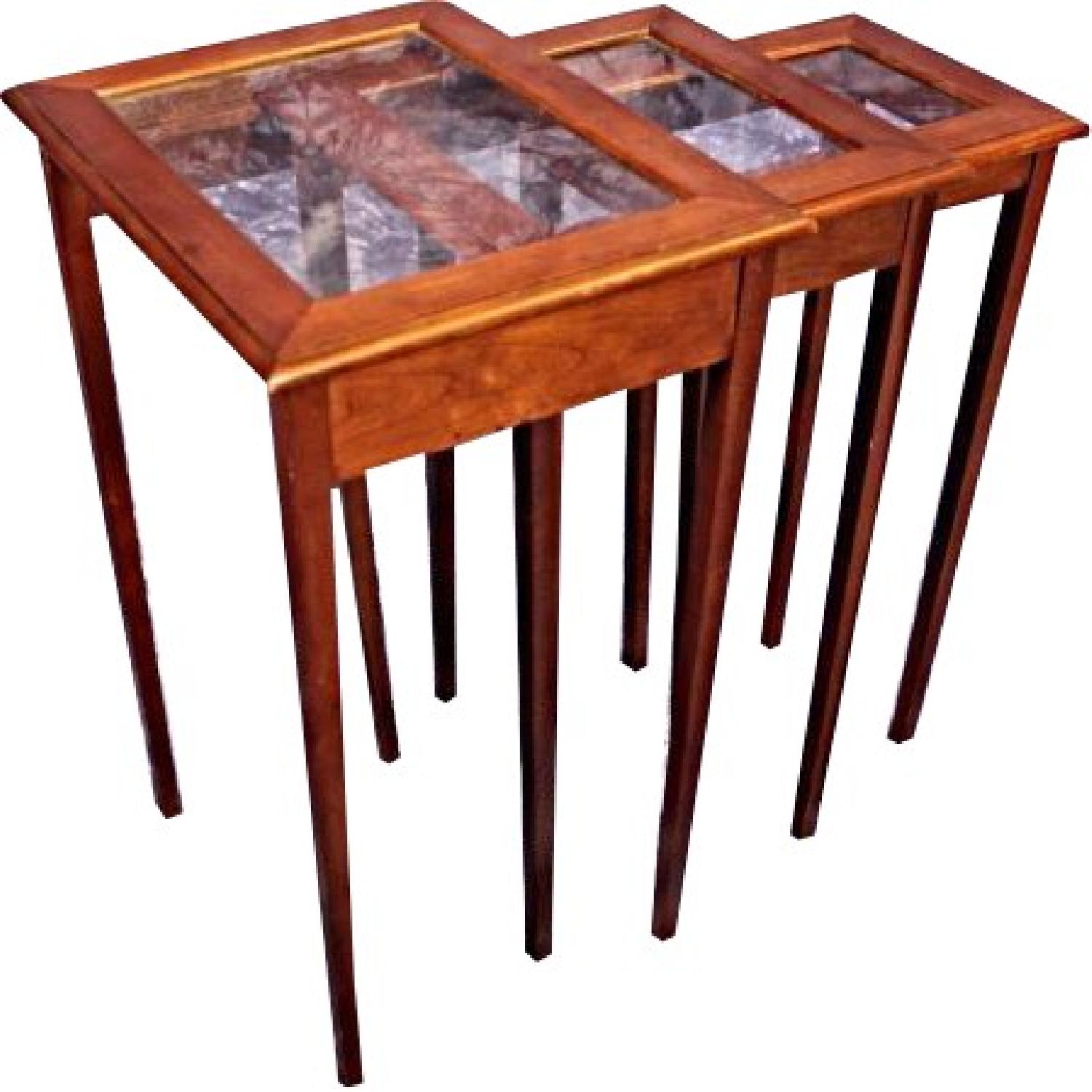 Mid Century Modern Glass Top Nesting Tables AptDeco