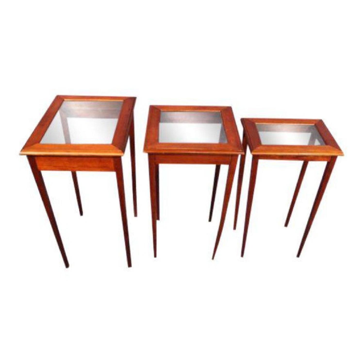 Mid Century Modern Glass Top Nesting Tables AptDeco