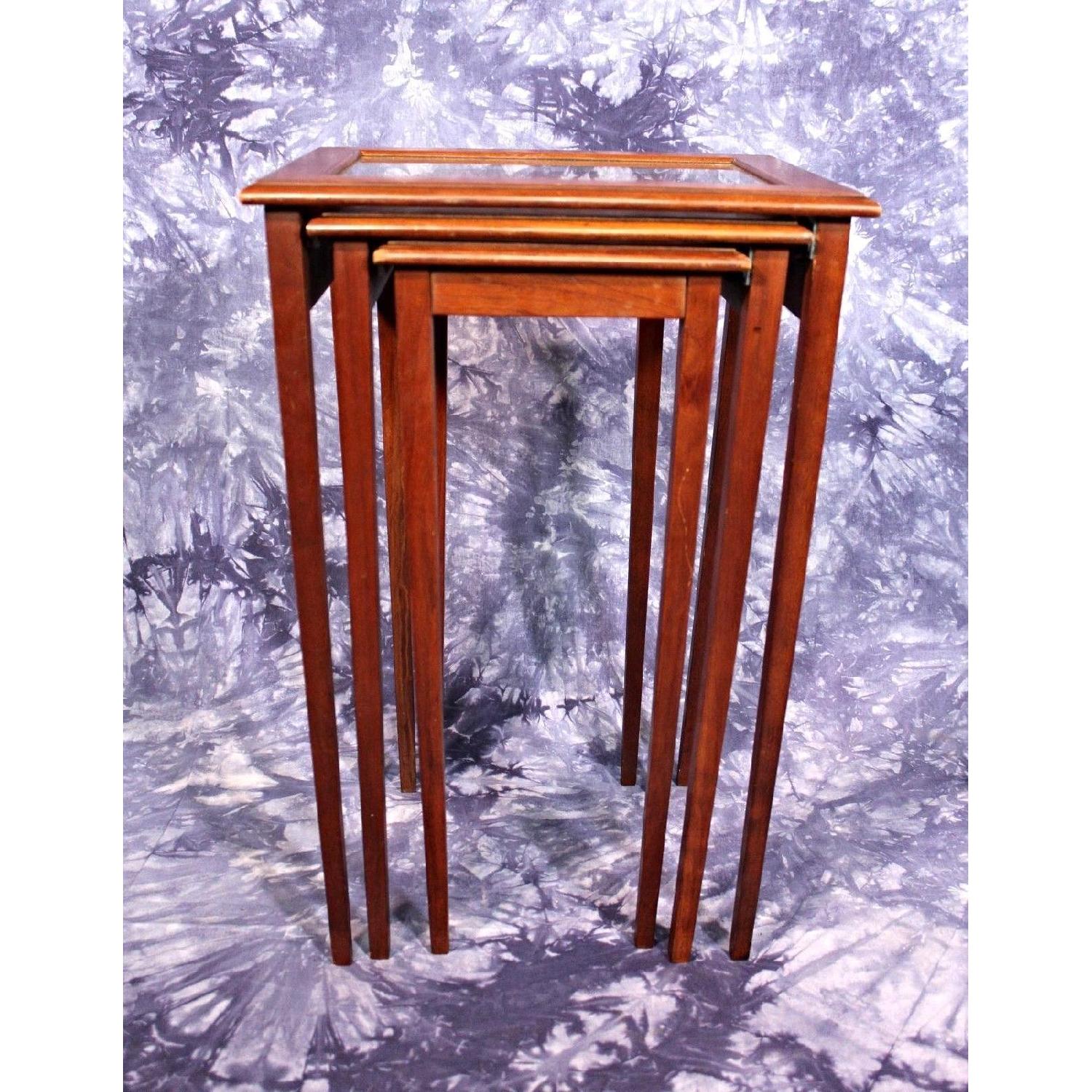 Mid Century Modern Glass Top Nesting Tables AptDeco