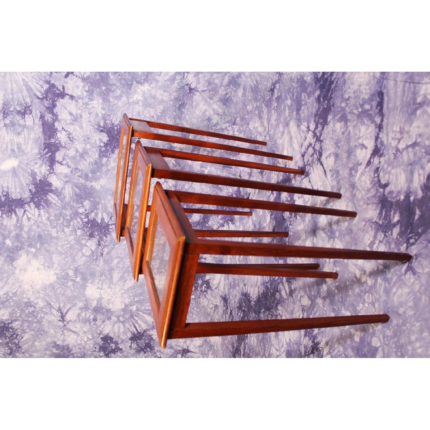 Mid Century Modern Glass Top Nesting Tables - image-11