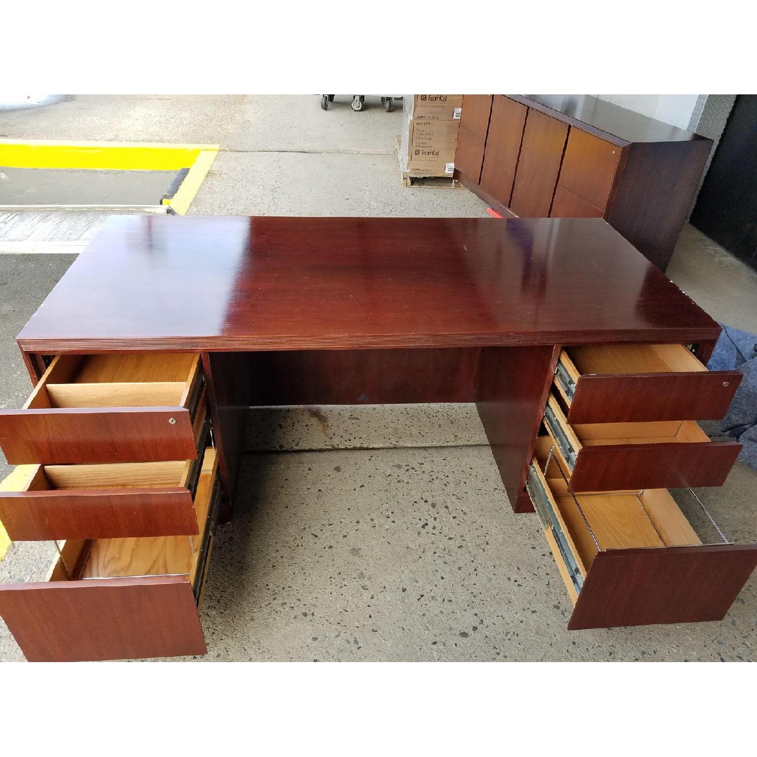 Contemporary Dark Cherry Finish Desk - image-1