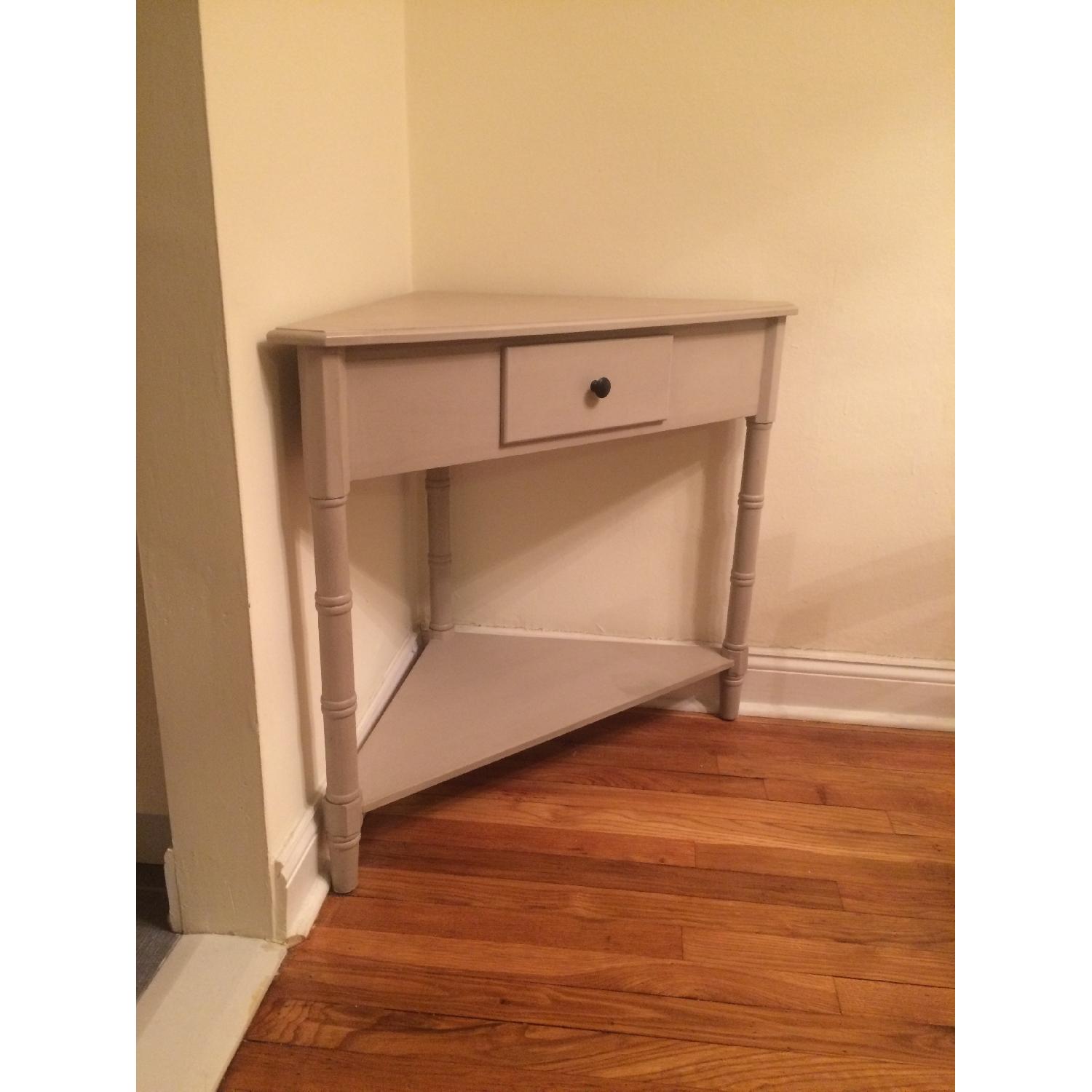 Triangular Corner Table w/ Drawer - image-3