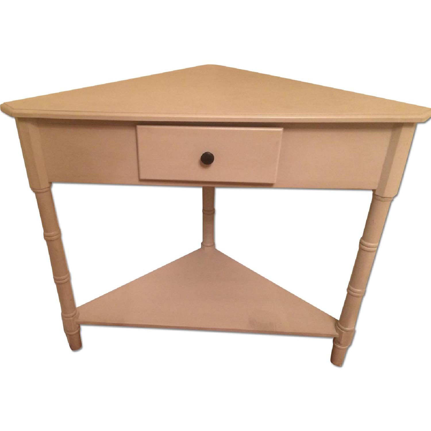 Triangular Corner Table w/ Drawer - image-0