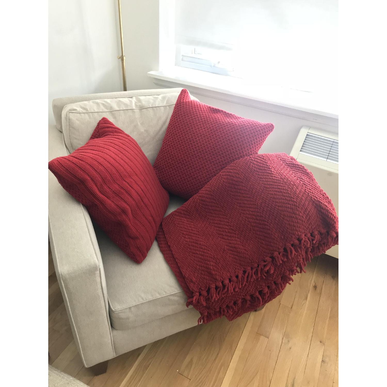Pottery Barn Grand Chenille Pillows & Throw in Cardinal Red - image-2