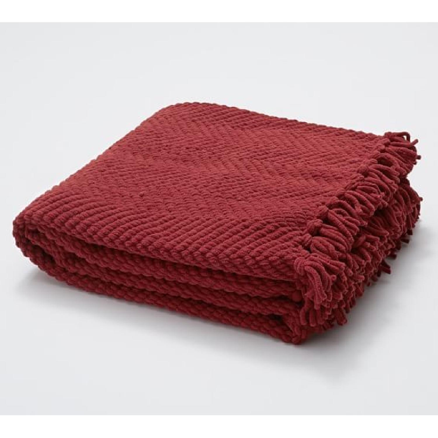 Pottery Barn Grand Chenille Pillows & Throw in Cardinal Red - image-4