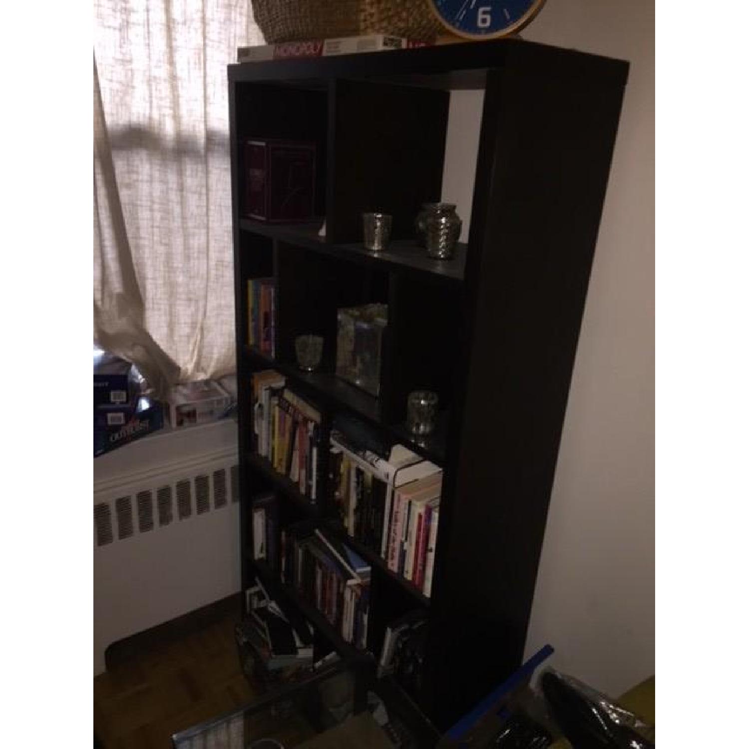 West Elm Black Rectangle Cut Out Bookcase AptDeco