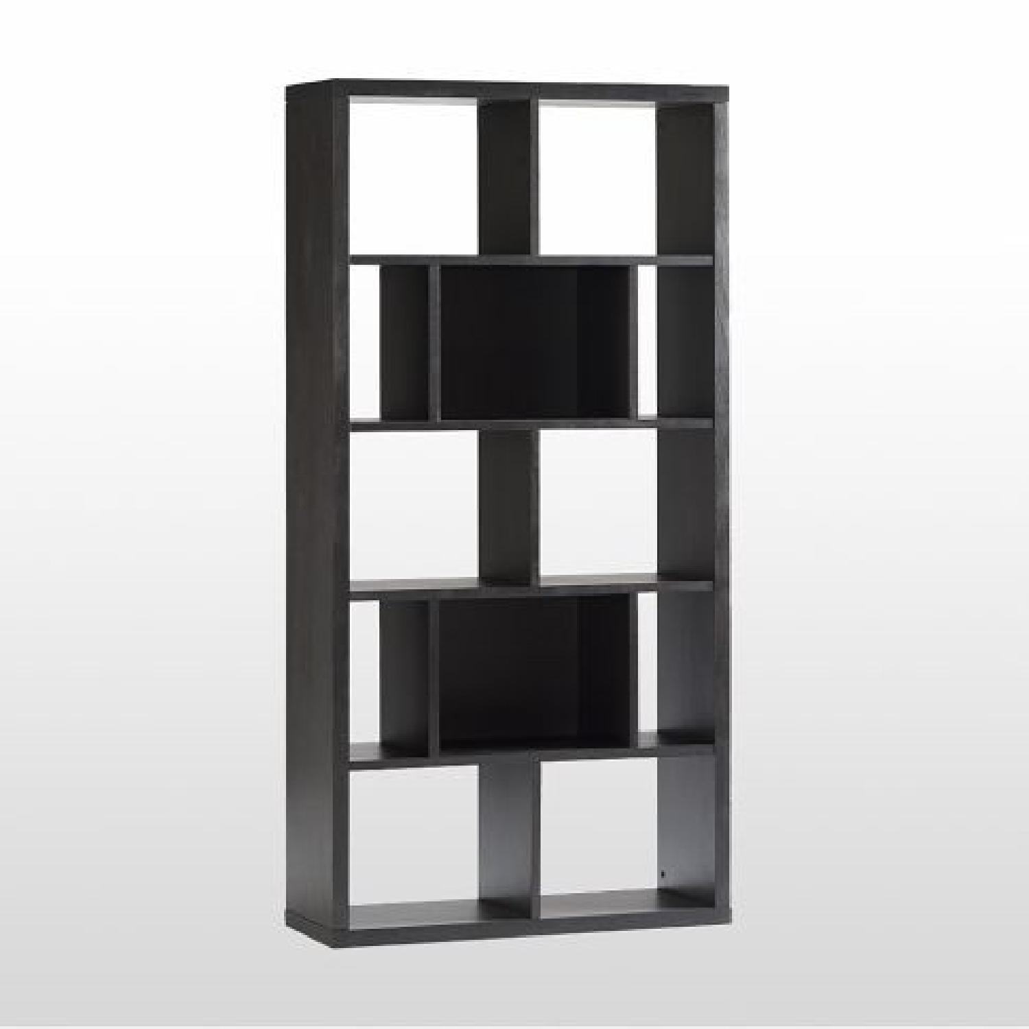 West Elm Black Rectangle Cut Out Bookcase AptDeco