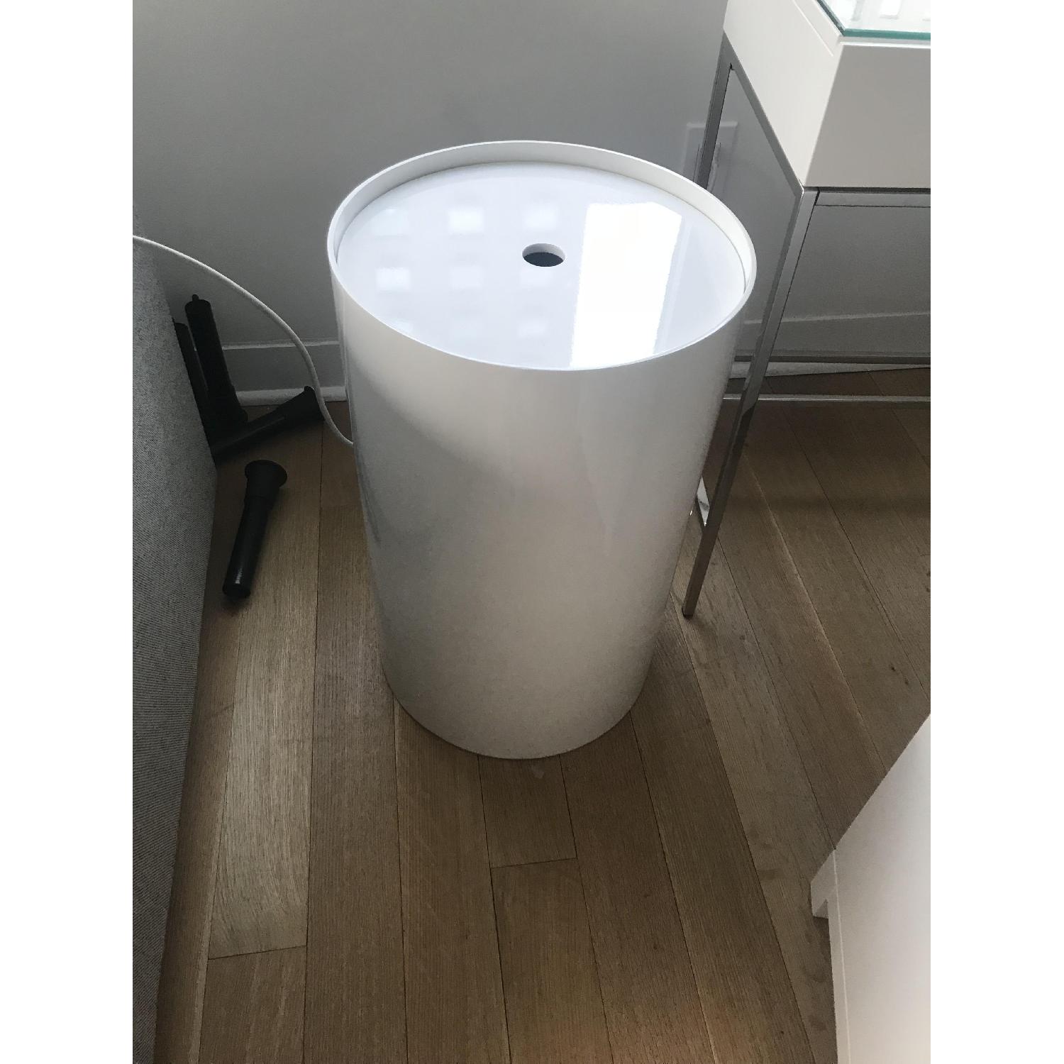 West Elm White Lacquer Hamper AptDeco