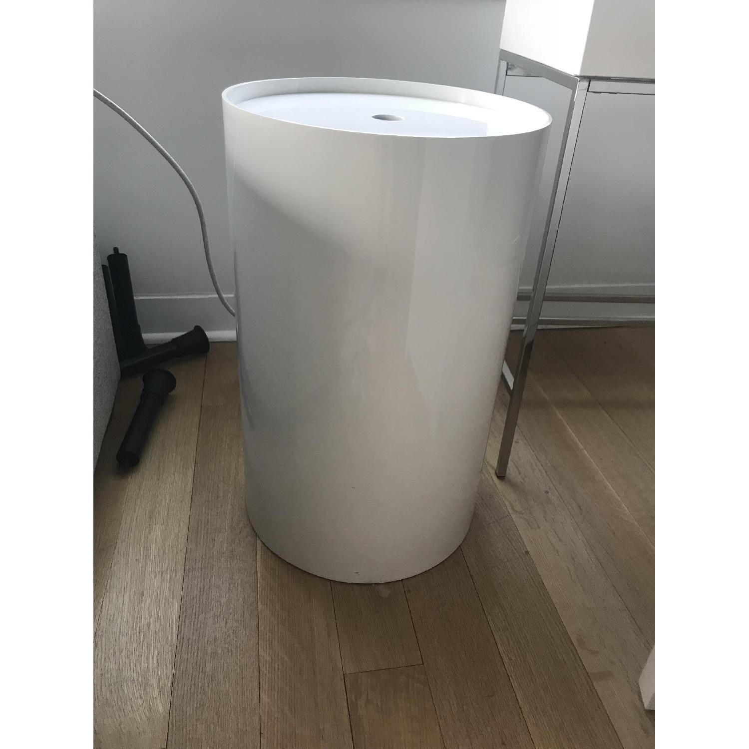 West Elm White Lacquer Hamper AptDeco