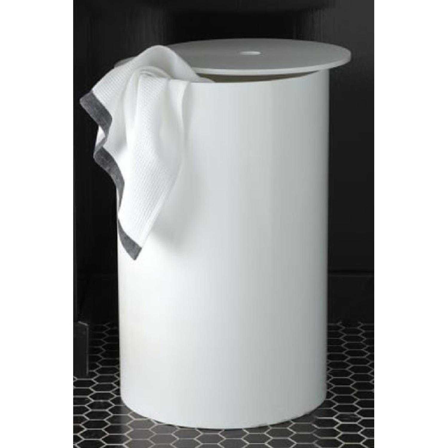 West Elm White Lacquer Hamper AptDeco