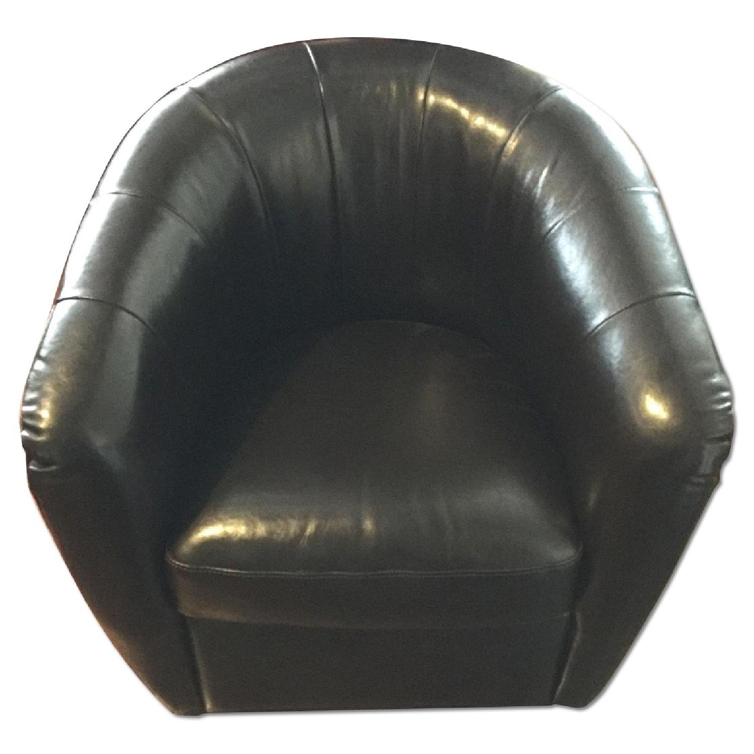 Macy's Brown Leather Swivel Chair AptDeco