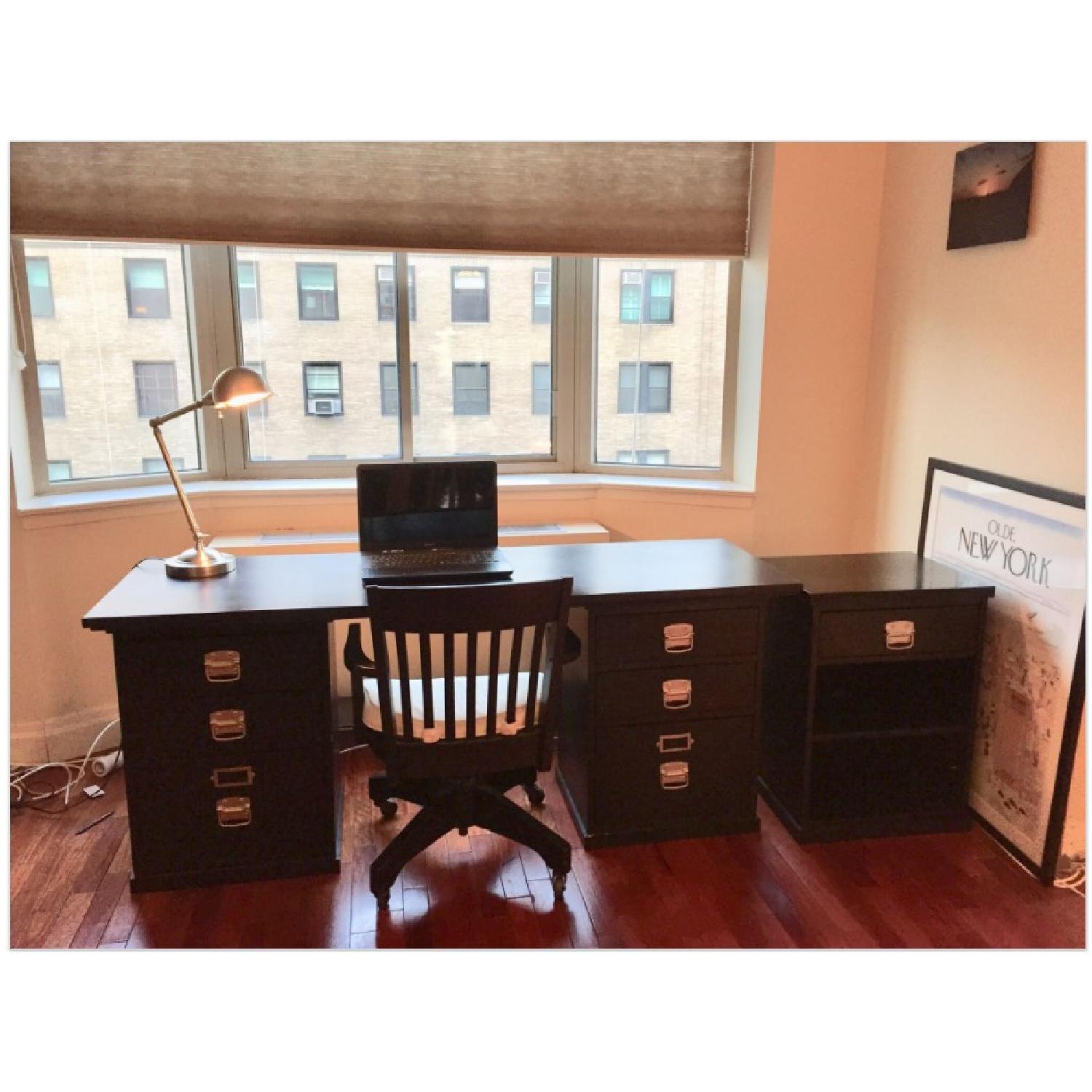 Pottery Barn Bedford Rectangular Desk w/ Filing Drawers - image-1