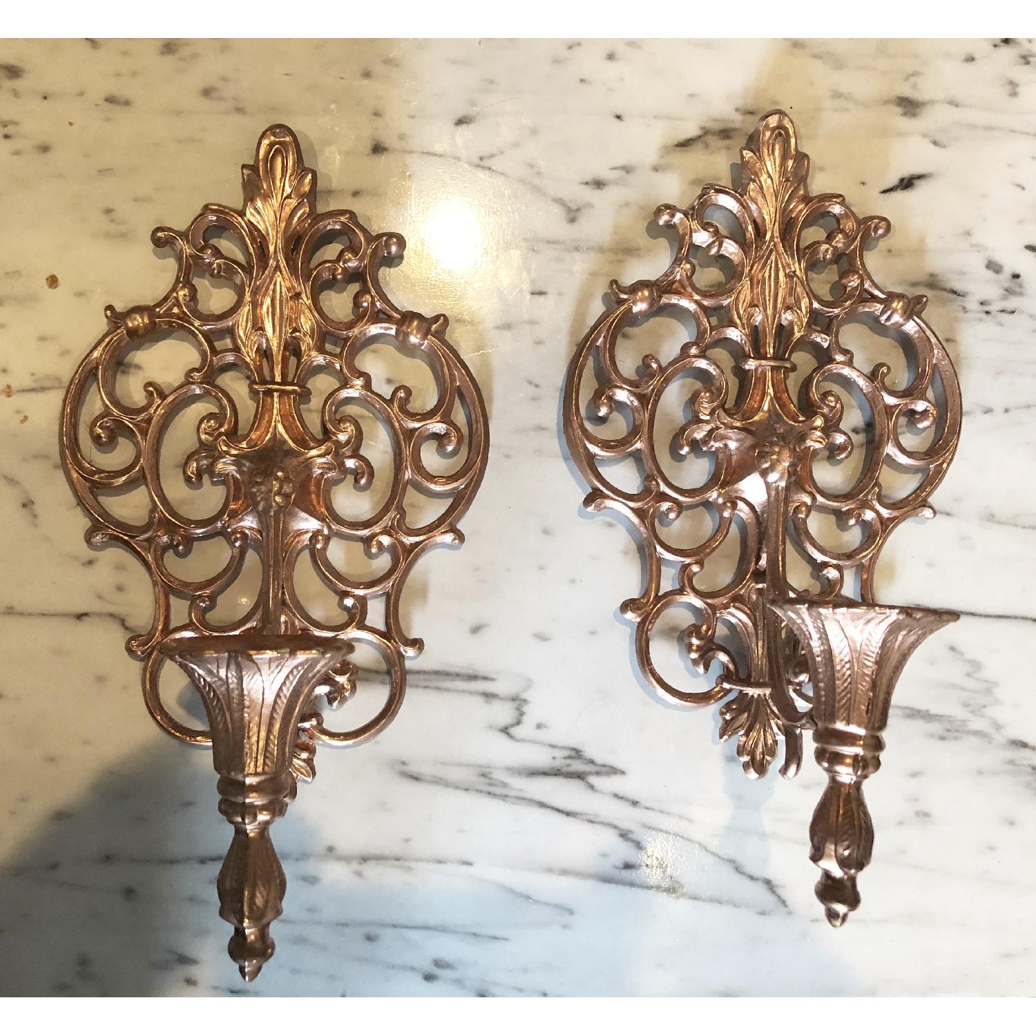 Rose-Gold Toned Vintage Rococo-Inspired Wall Sconce - image-2