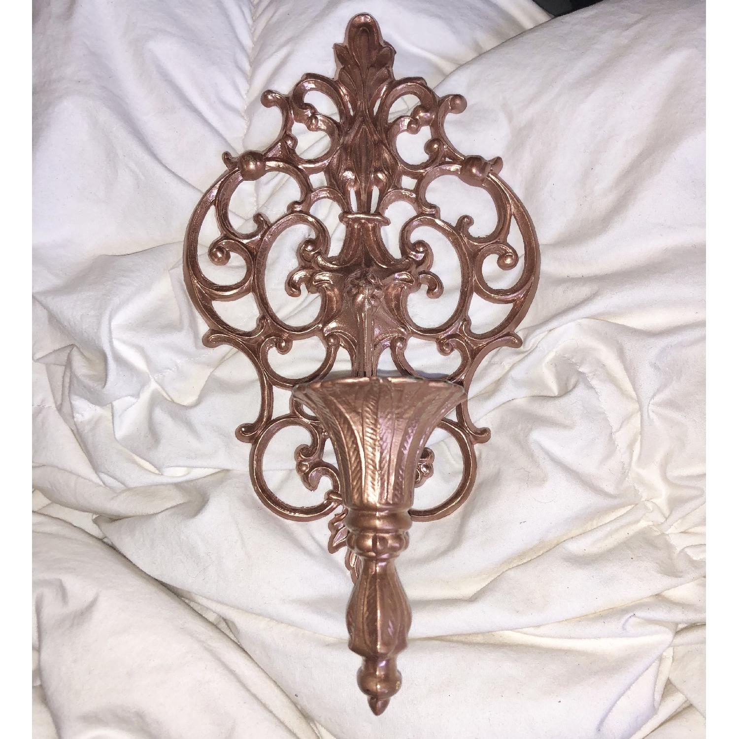 Rose-Gold Toned Vintage Rococo-Inspired Wall Sconce - image-3