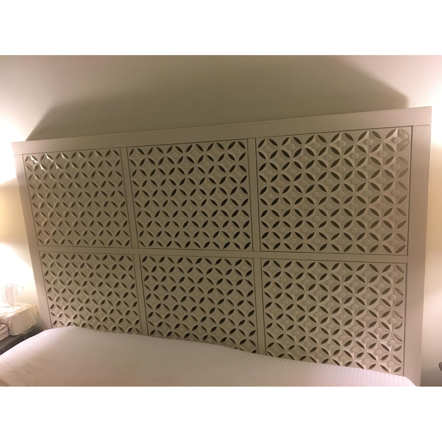 West Elm Moroccan Queen Headboard in White Carved Wood - image-1