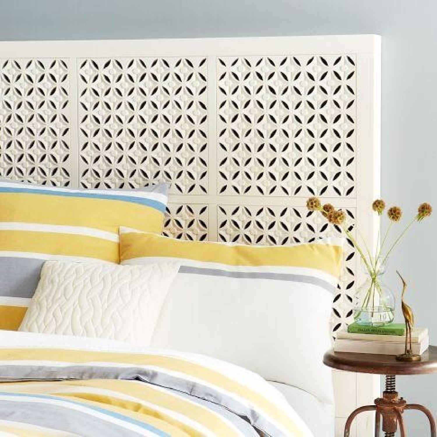 West Elm Moroccan Queen Headboard in White Carved Wood - image-2