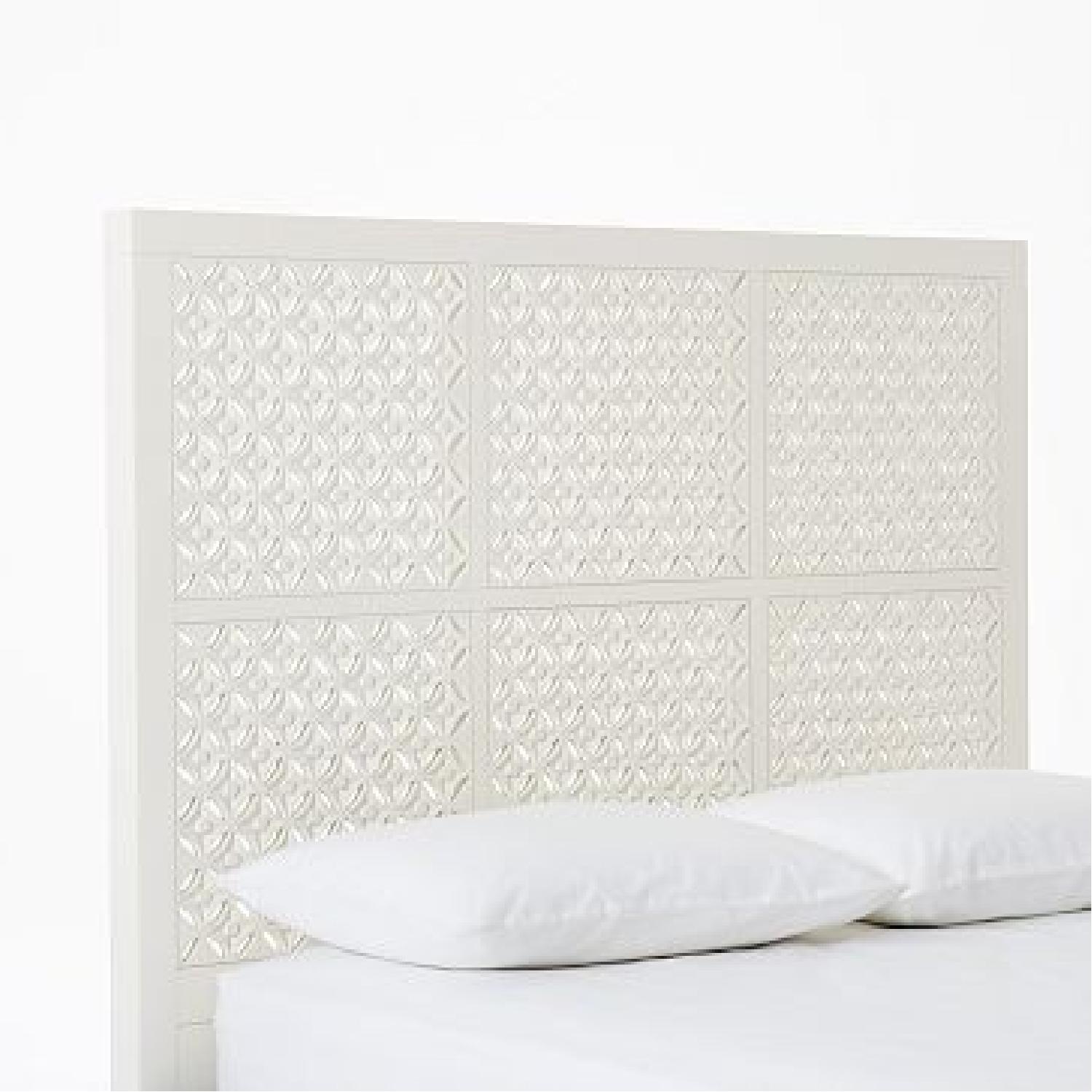 West Elm Moroccan Queen Headboard in White Carved Wood - image-4