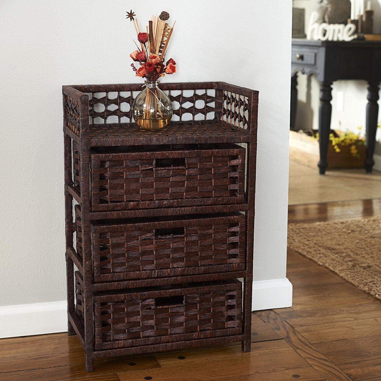 Custom Contemporary 3 Drawer Wicker Chest - image-1
