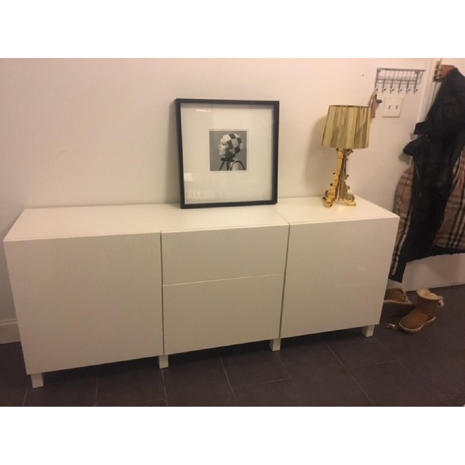 Ikea Besta White Lacquer Storage Unit AptDeco