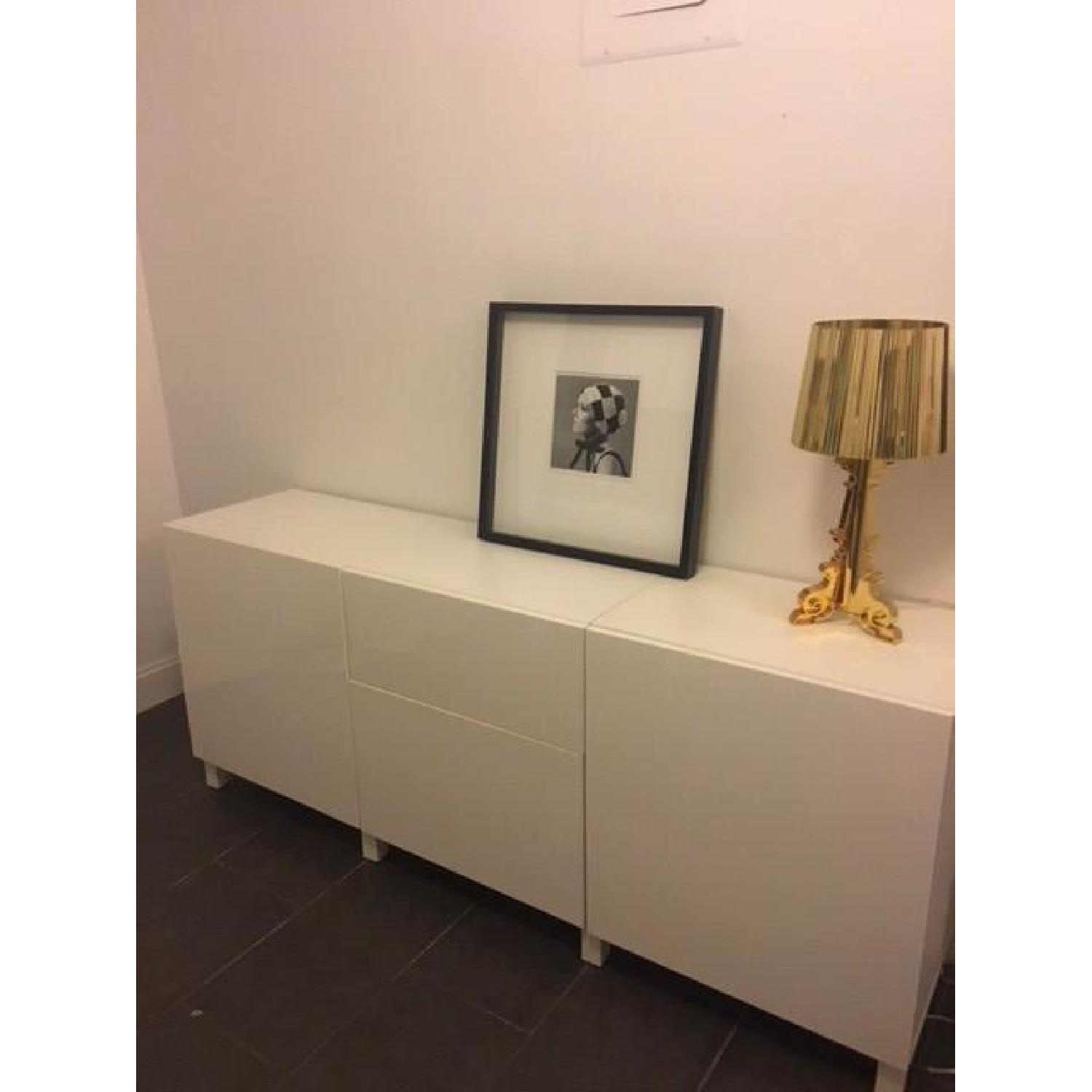 Ikea Besta White Lacquer Storage Unit AptDeco
