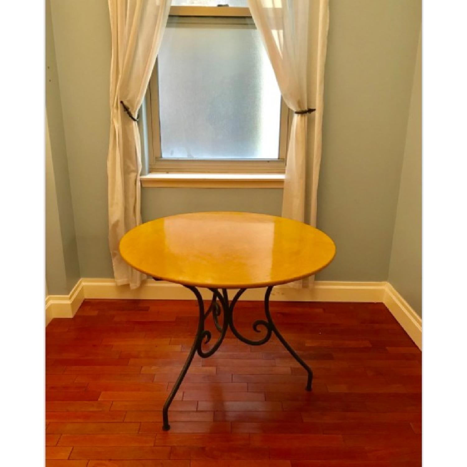Round Limestone Top Dining Table w/ Metal Base - image-1