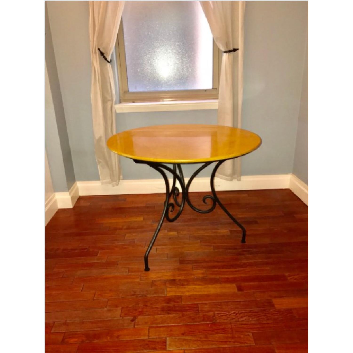 Round Limestone Top Dining Table w/ Metal Base - image-3