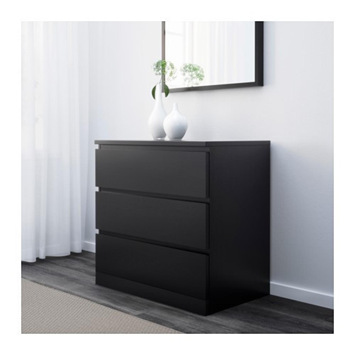Ikea Malm 3 Drawer Chest in Black-Brown - image-1