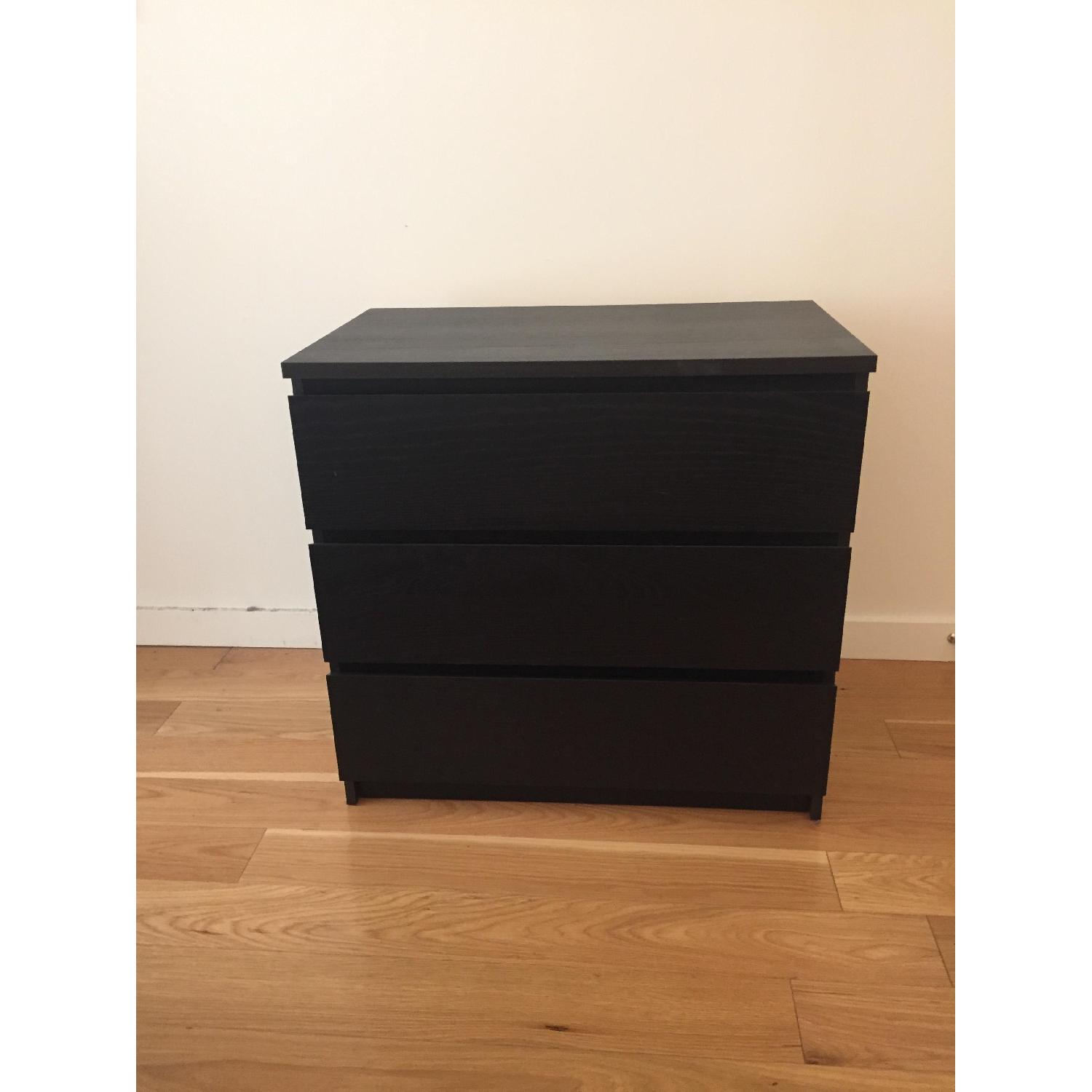 Ikea Malm 3 Drawer Chest in Black-Brown - image-3