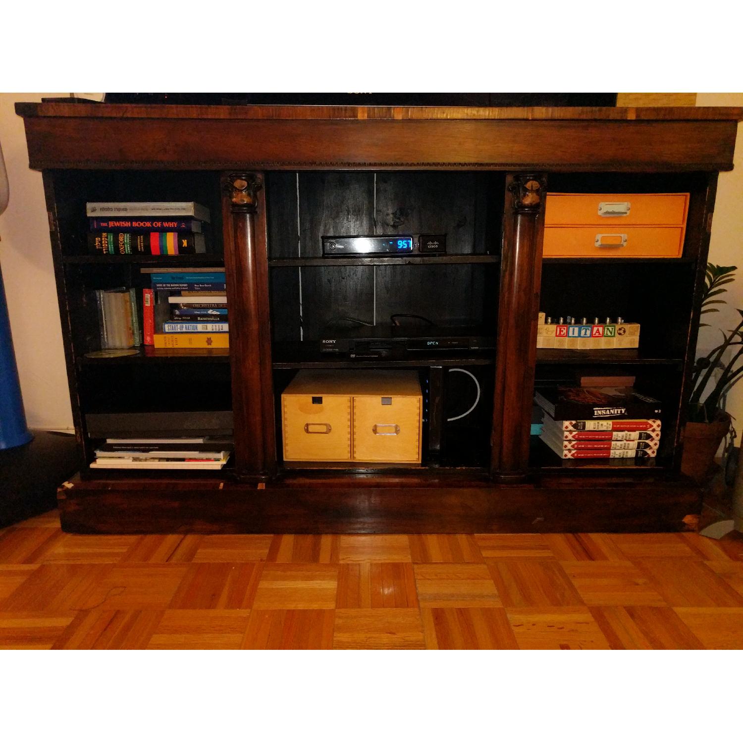 Antique Mid Century Wood Media Console - image-1